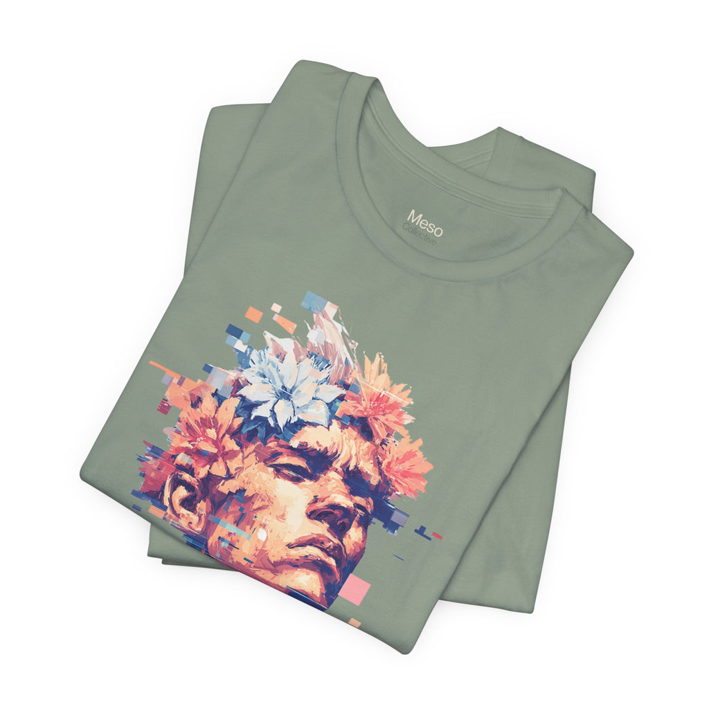 IDGAF Statue Bust Graphic Tee | Glitched Classical Sculpture T-Shirt