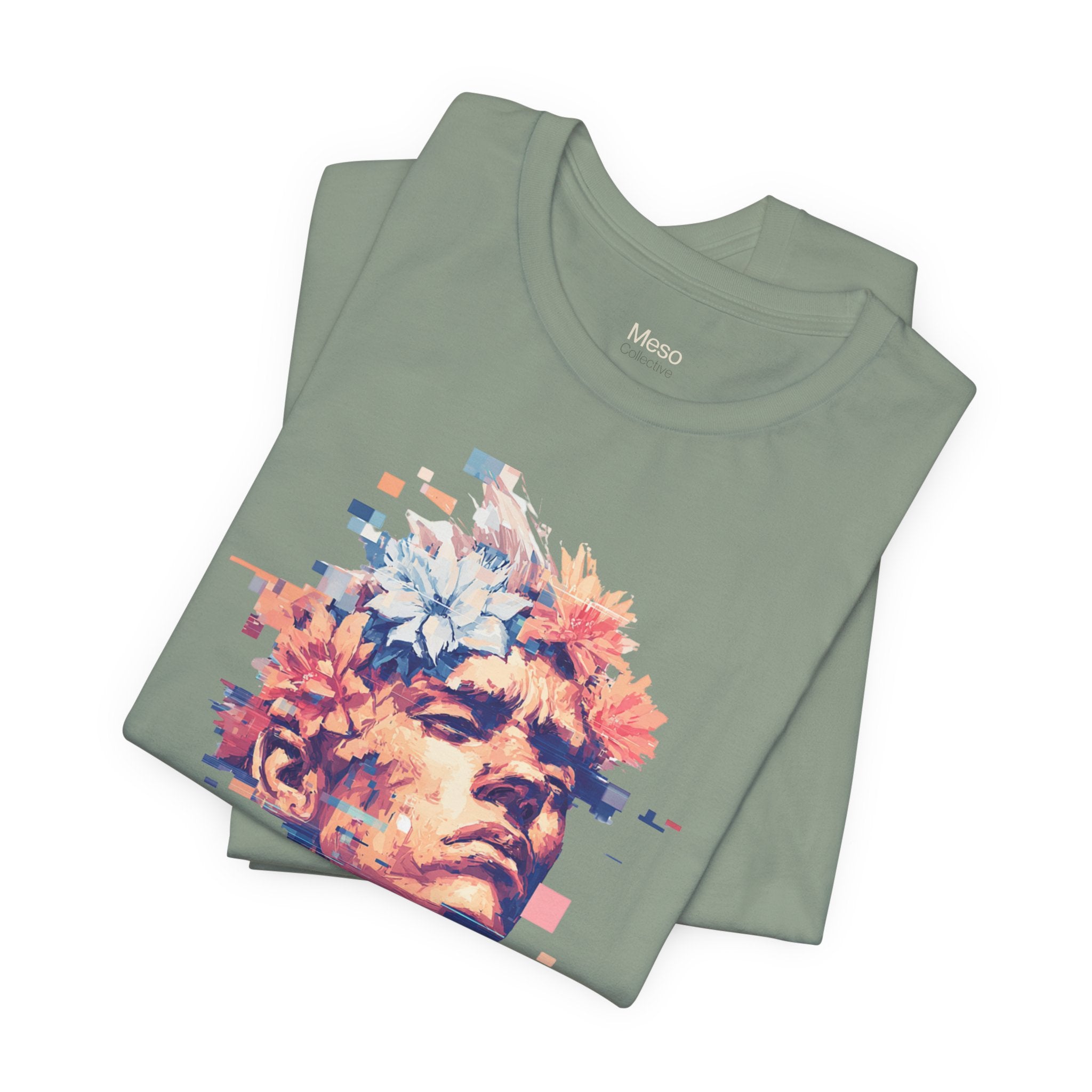 IDGAF Statue Bust Graphic Tee | Glitched Classical Sculpture T-Shirt