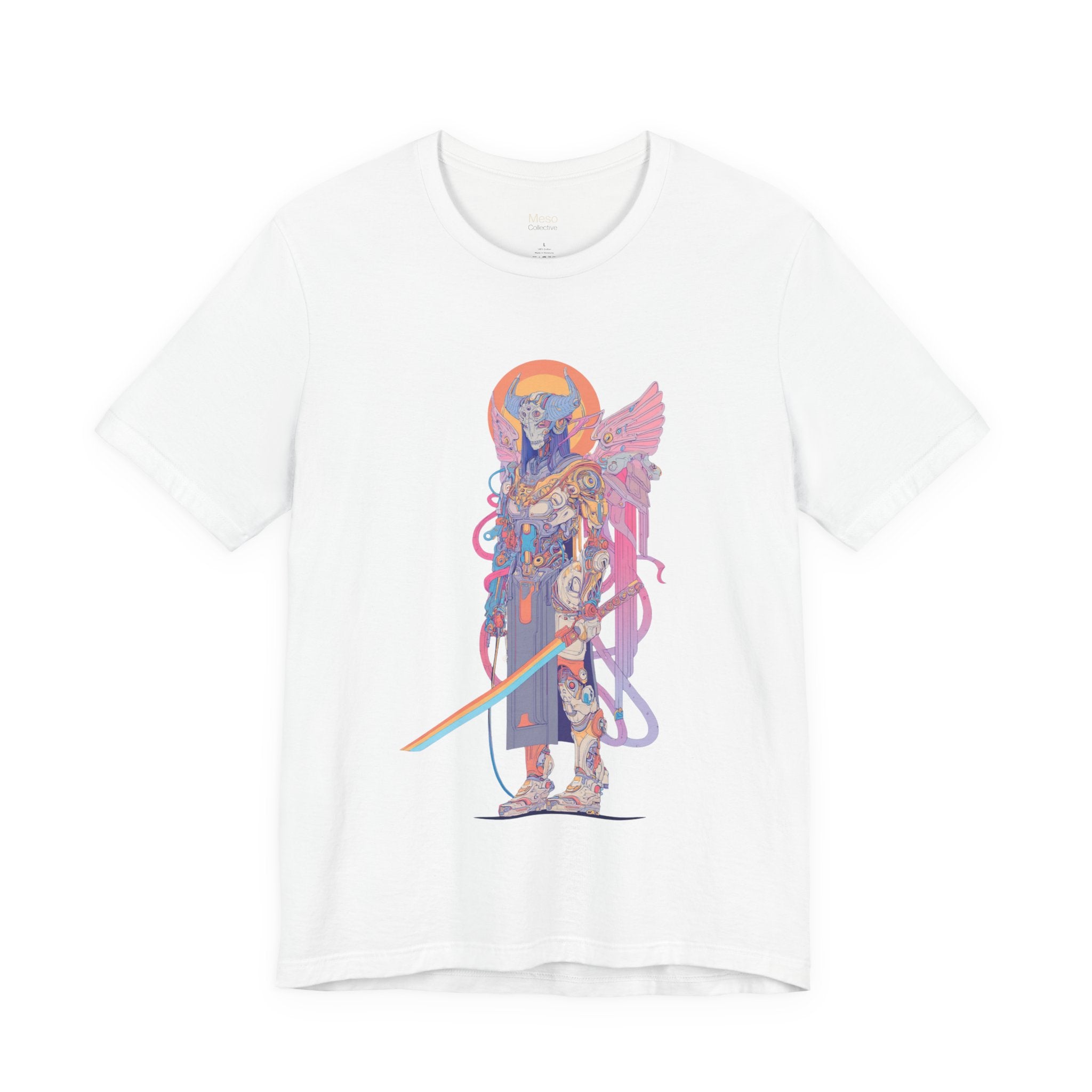 Celestial Warrior with Sword T-Shirt | Angelic Armor Illustration