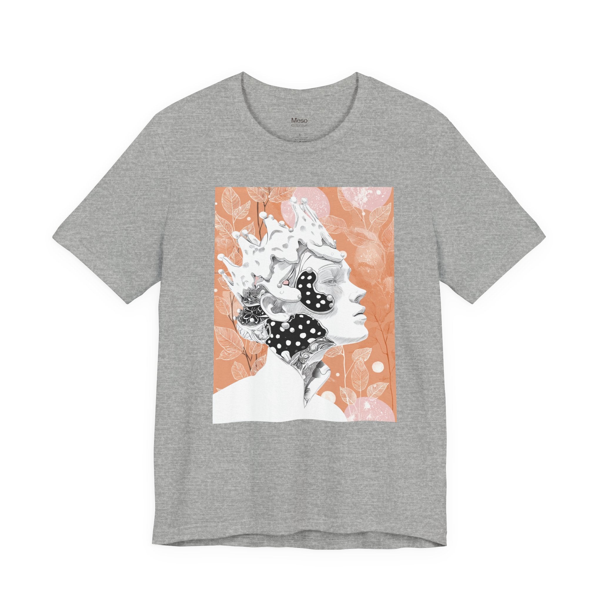 Artistic Coral Portrait Tee — Abstract Floral Woman Graphic T-Shirt