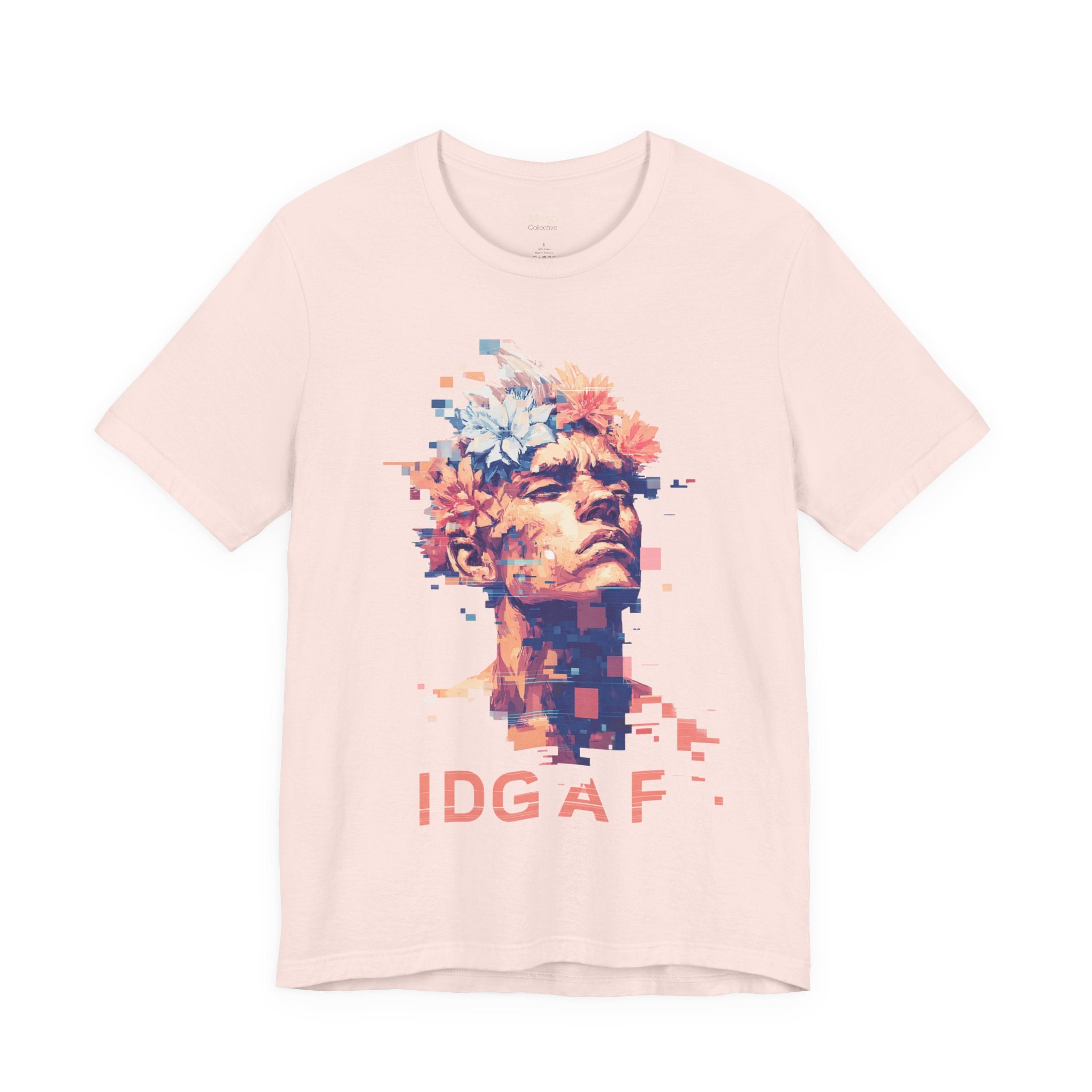 IDGAF Statue Bust Graphic Tee | Glitched Classical Sculpture T-Shirt