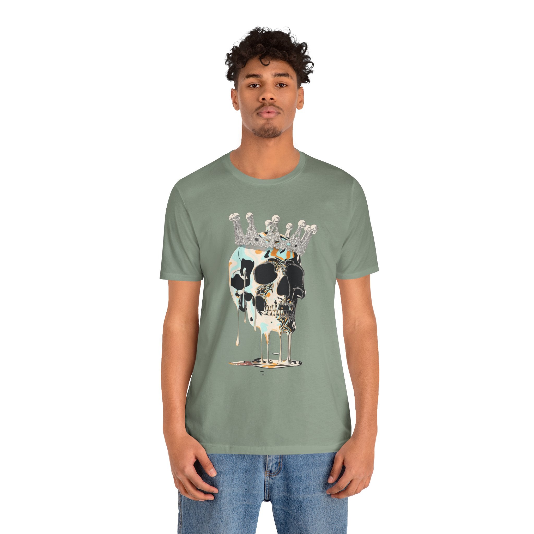 Skull Crown Graphic Tee — Dripping Art Skull T-Shirt