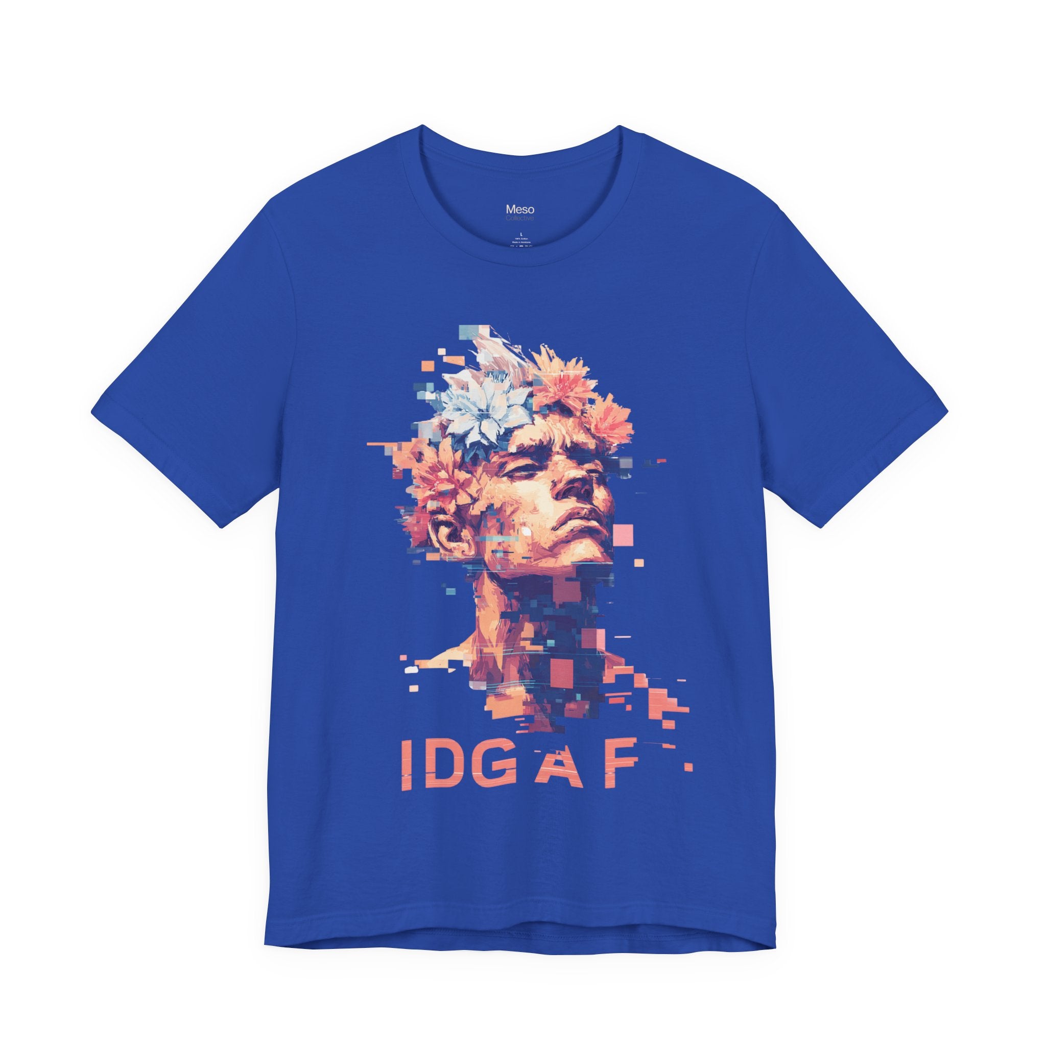 IDGAF Statue Bust Graphic Tee | Glitched Classical Sculpture T-Shirt
