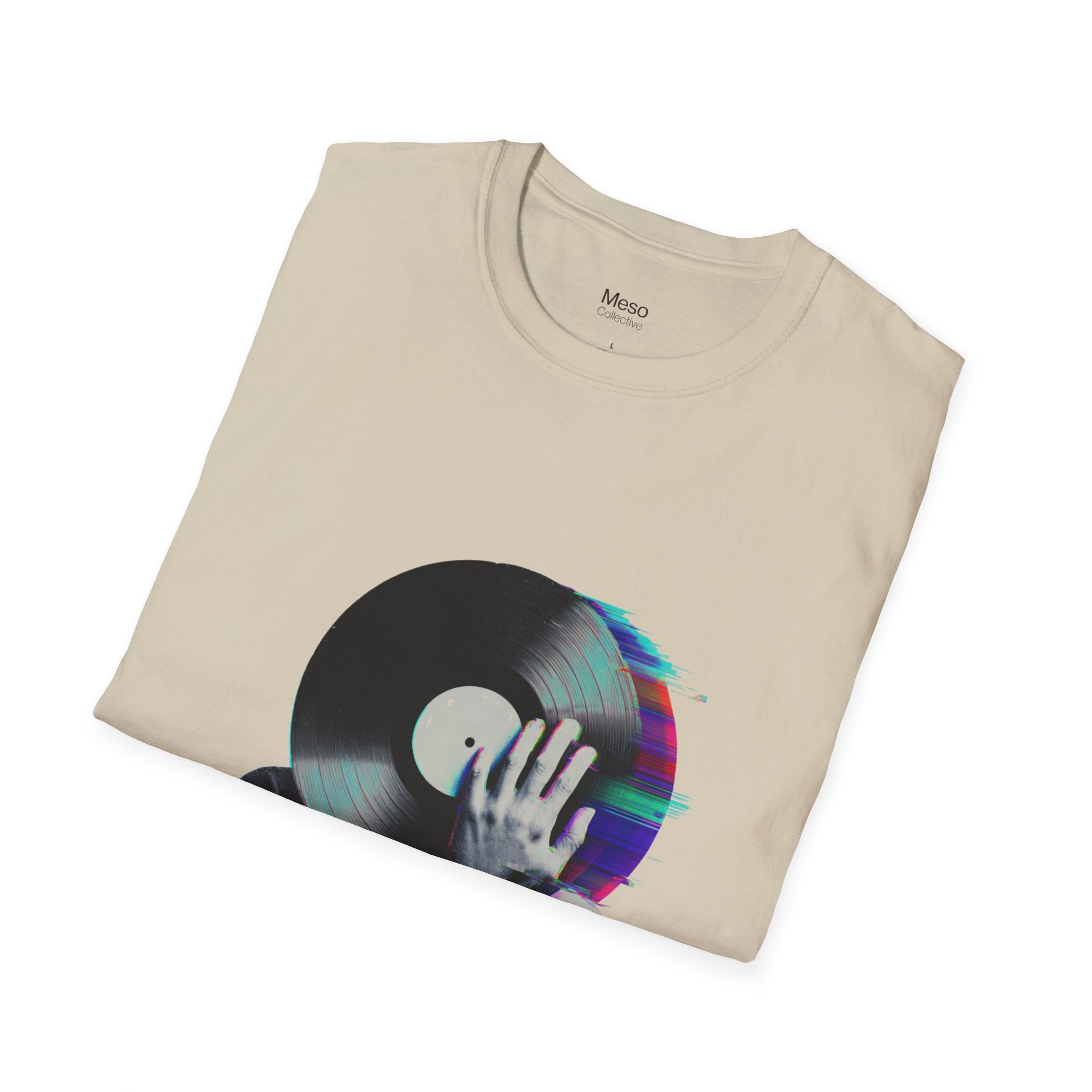 Glitch Vinyl Face T-Shirt | Retro Record Art, Music Lover Tee