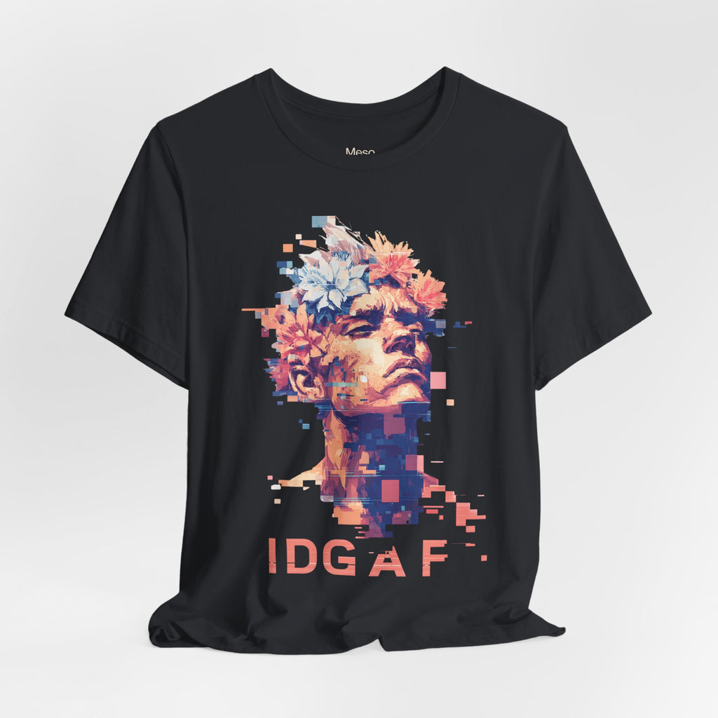 IDGAF Statue Bust Graphic Tee | Glitched Classical Sculpture T-Shirt