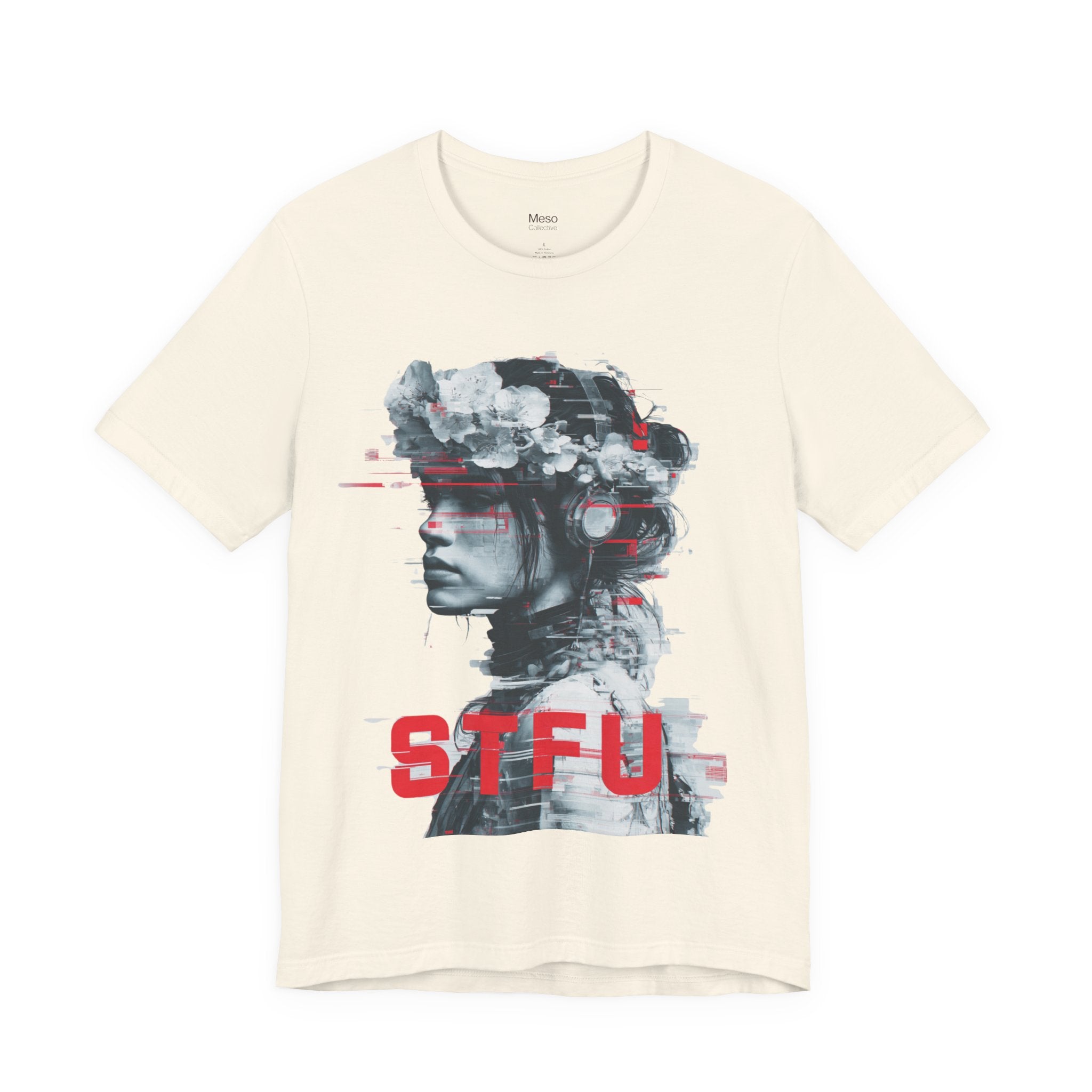 STFU Glitch Portrait Tee | Vaporwave Cyberpunk Graphic T-Shirt