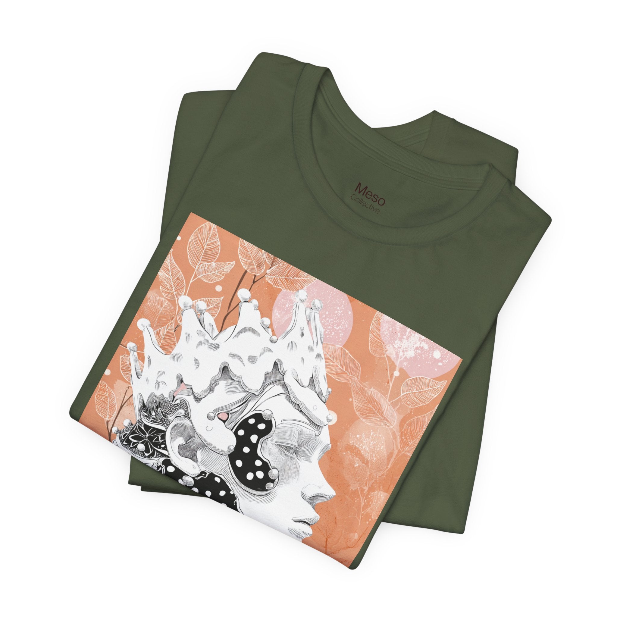 Artistic Coral Portrait Tee — Abstract Floral Woman Graphic T-Shirt
