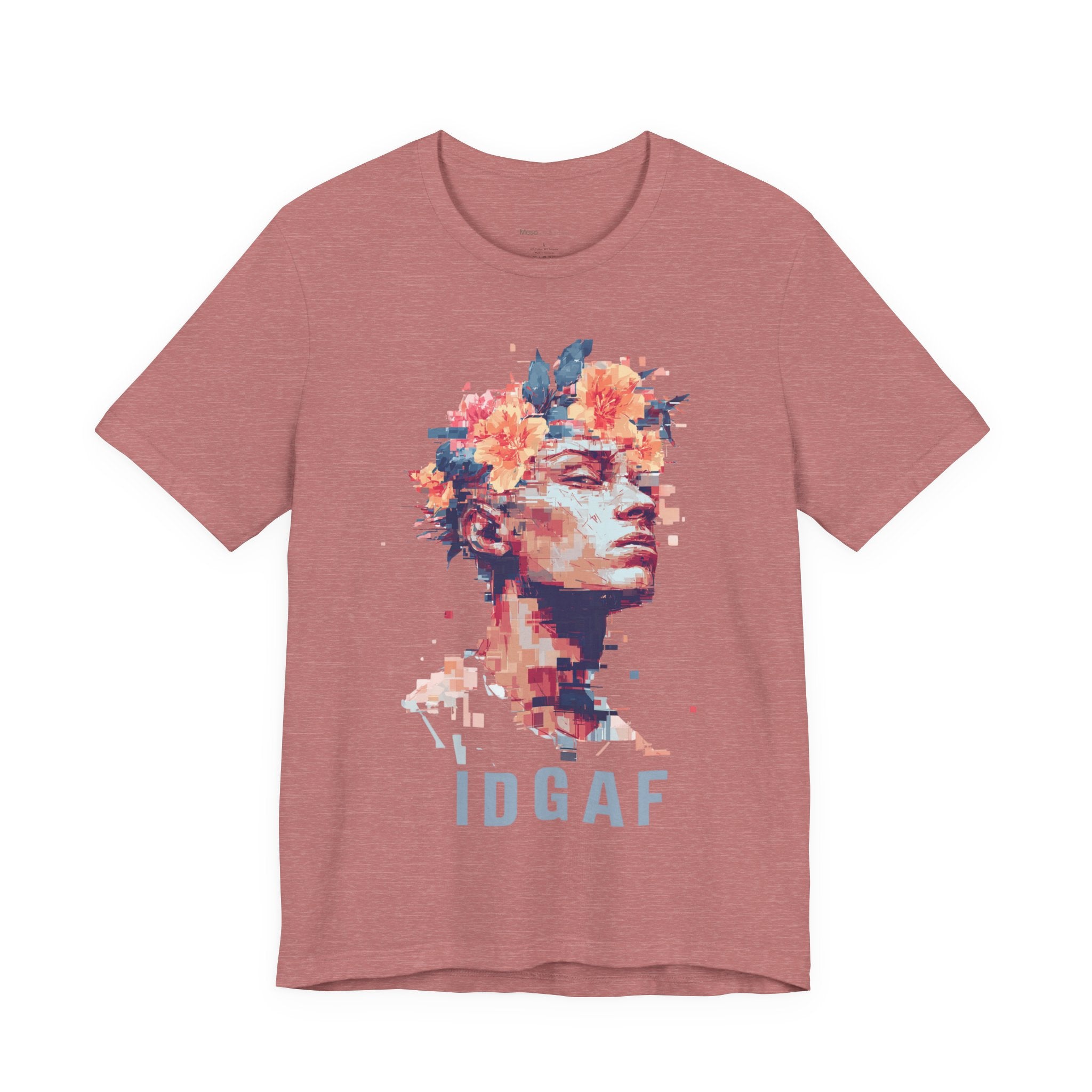 Floral Bust Portrait IDGAF T-Shirt | Artistic Statue Head Tee
