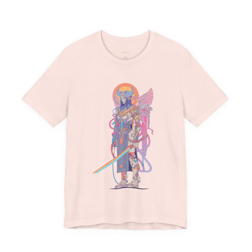 Celestial Warrior with Sword T-Shirt | Angelic Armor Illustration