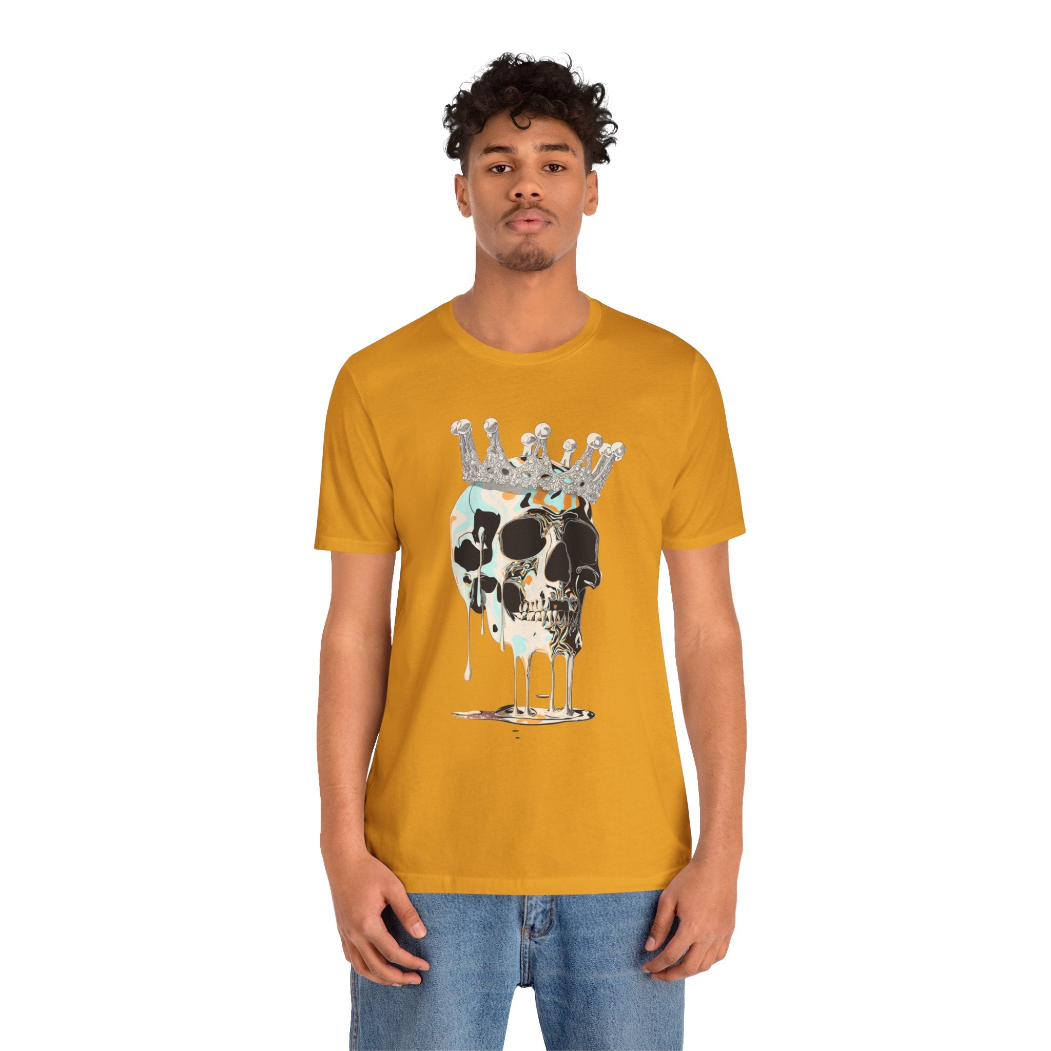 Skull Crown Graphic Tee — Dripping Art Skull T-Shirt