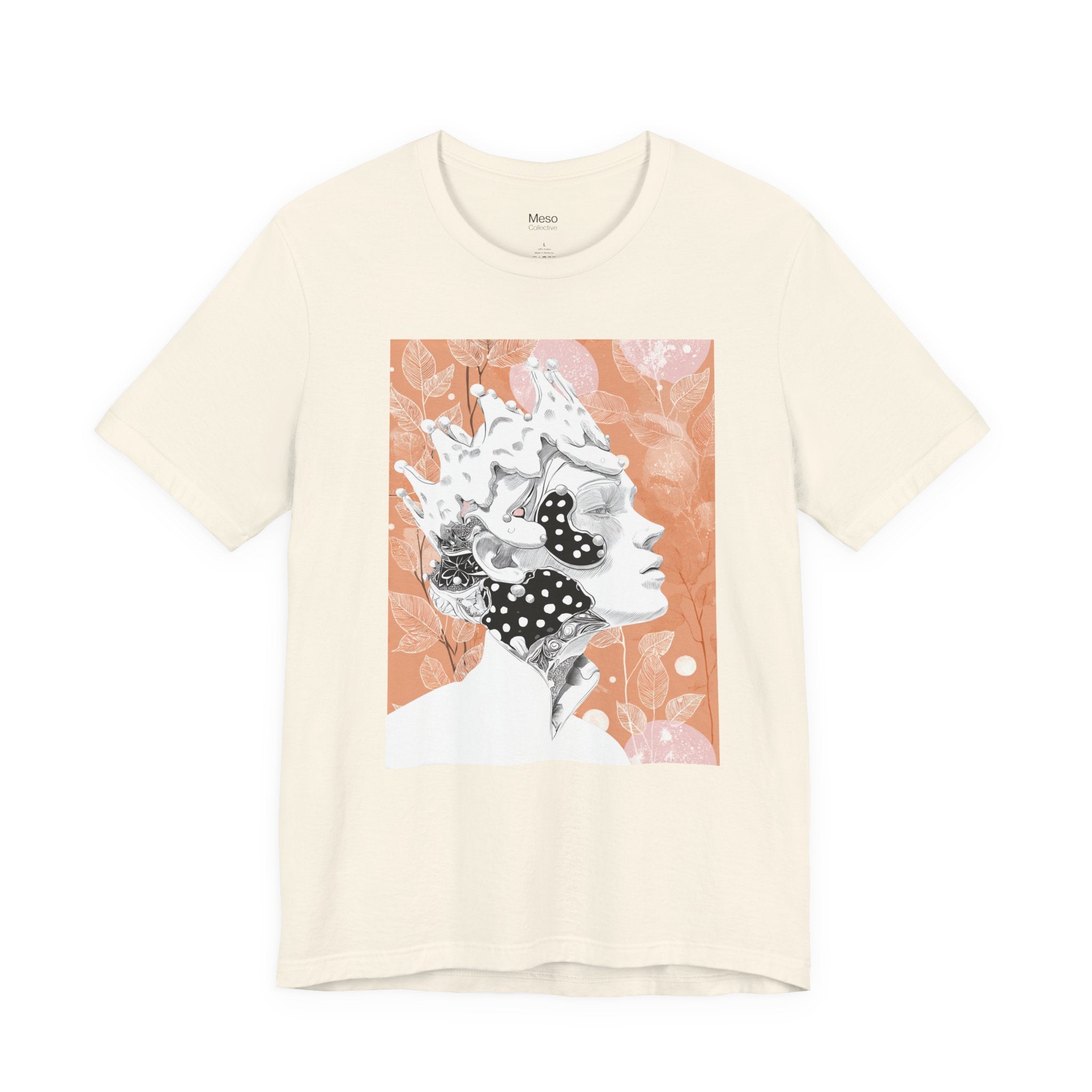 Artistic Coral Portrait Tee — Abstract Floral Woman Graphic T-Shirt