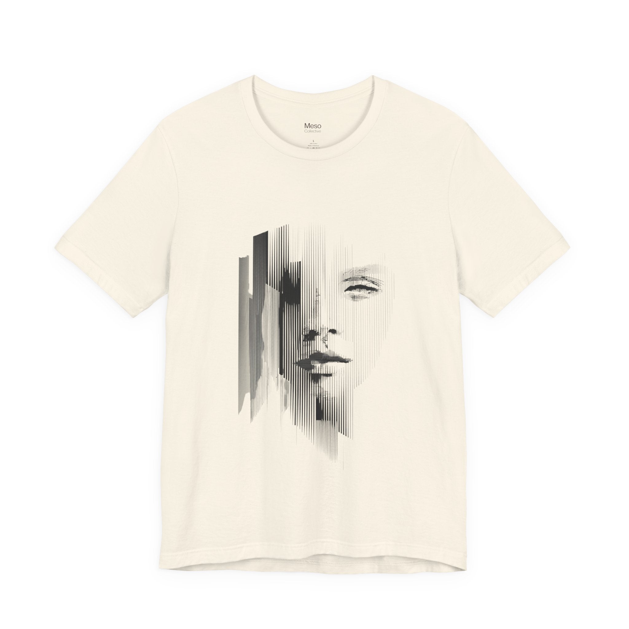 Glitch Face Portrait Tee | Abstract Drip Art, Minimal Monochrome
