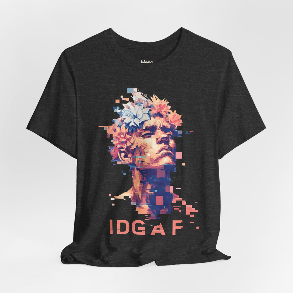 IDGAF Statue Bust Graphic Tee | Glitched Classical Sculpture T-Shirt
