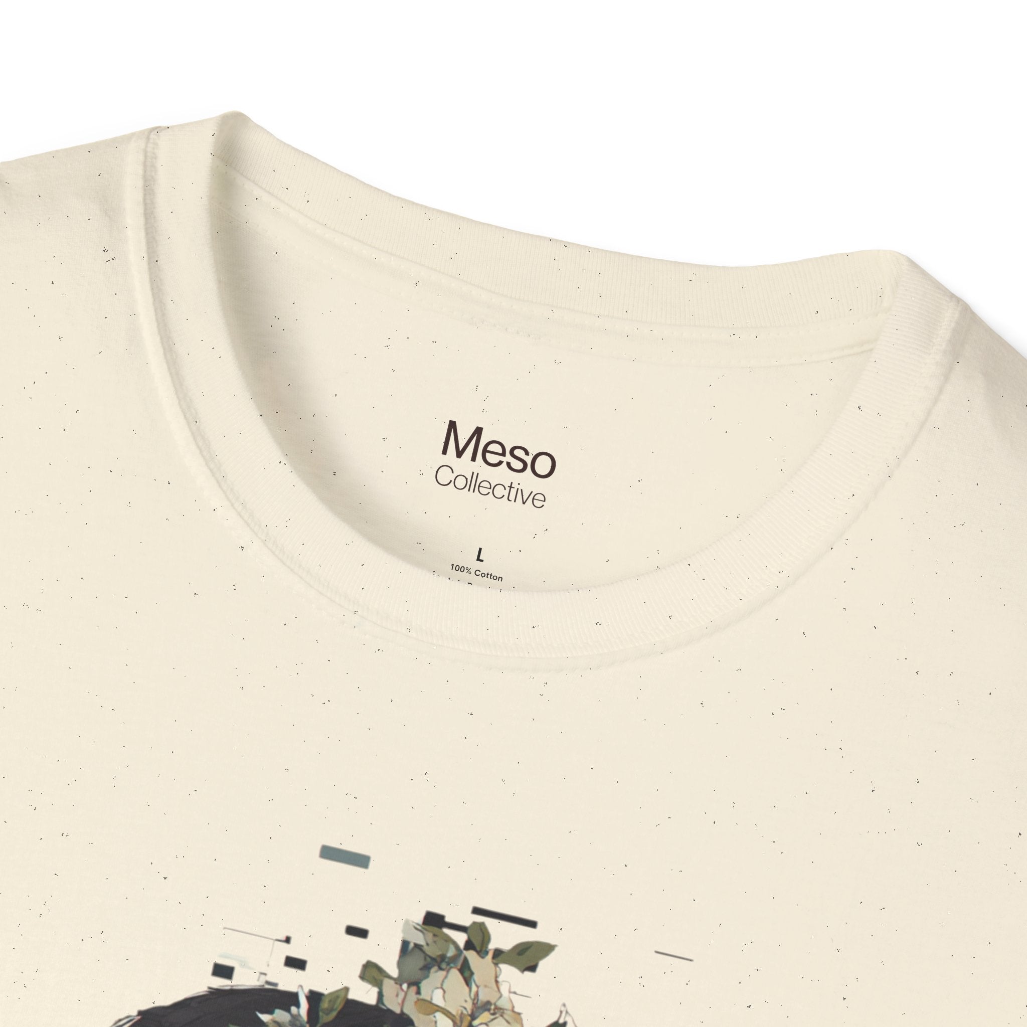 Floral Profile Portrait T-Shirt | Glitch Art STFU Text