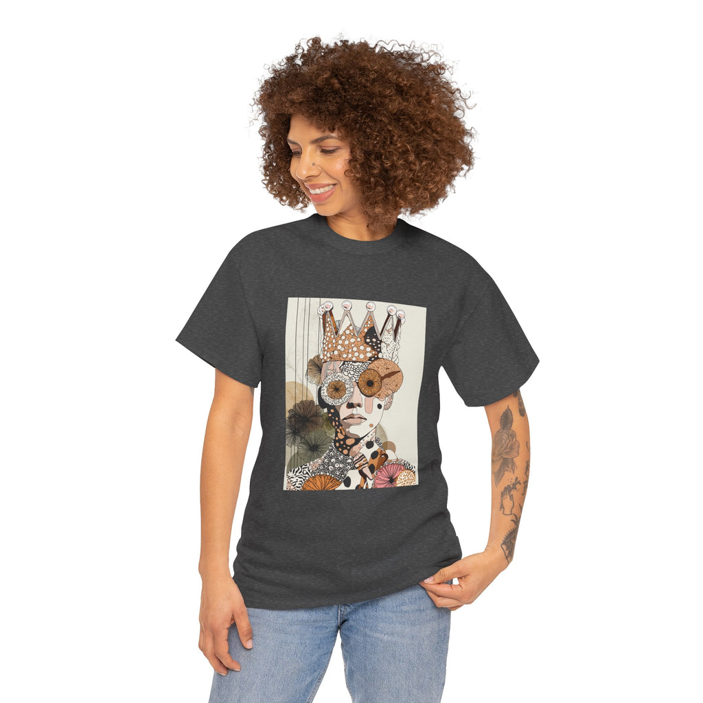 Surreal Crowned Face Art Tee — Abstract Collage Graphic T-Shirt