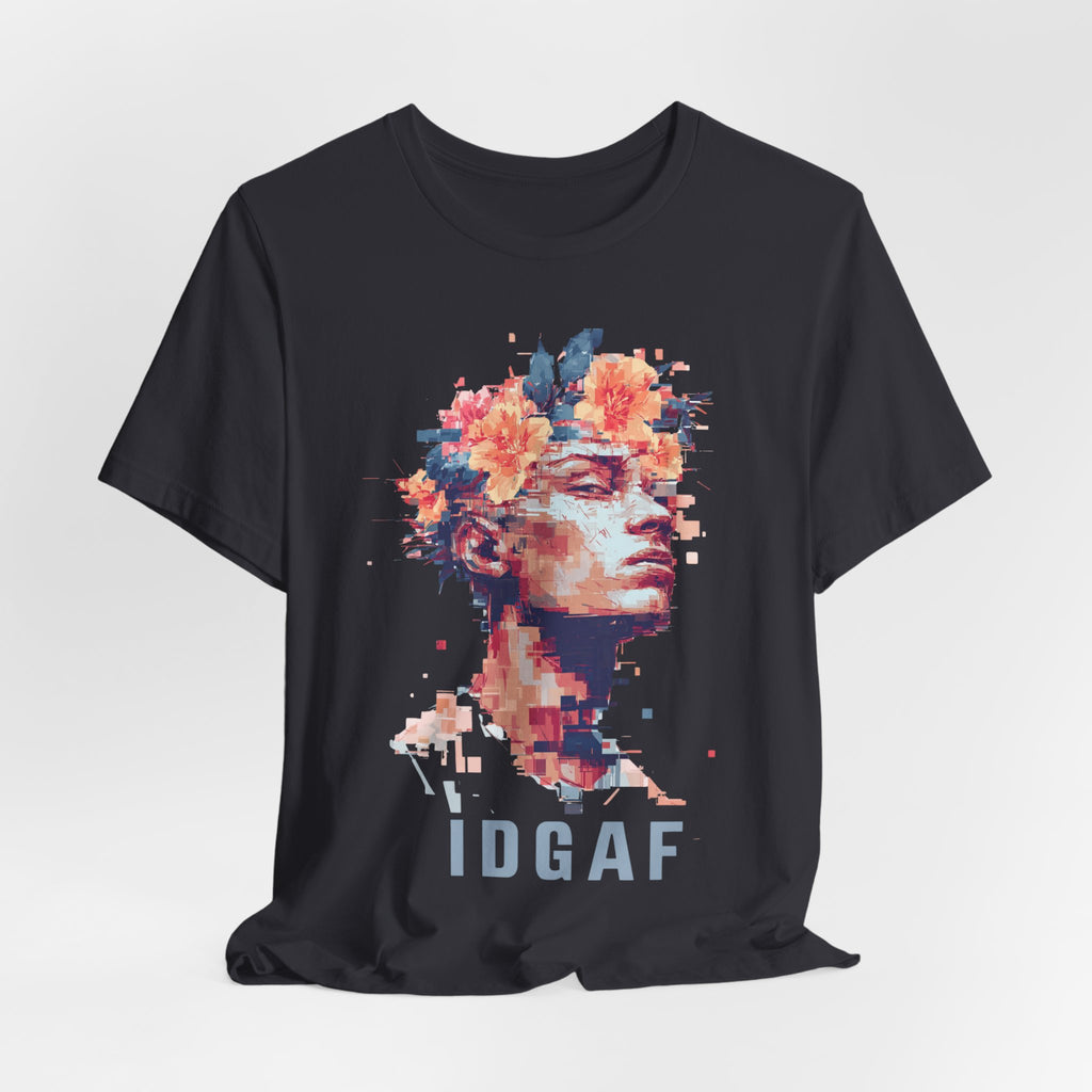 Floral Bust Portrait IDGAF T-Shirt | Artistic Statue Head Tee