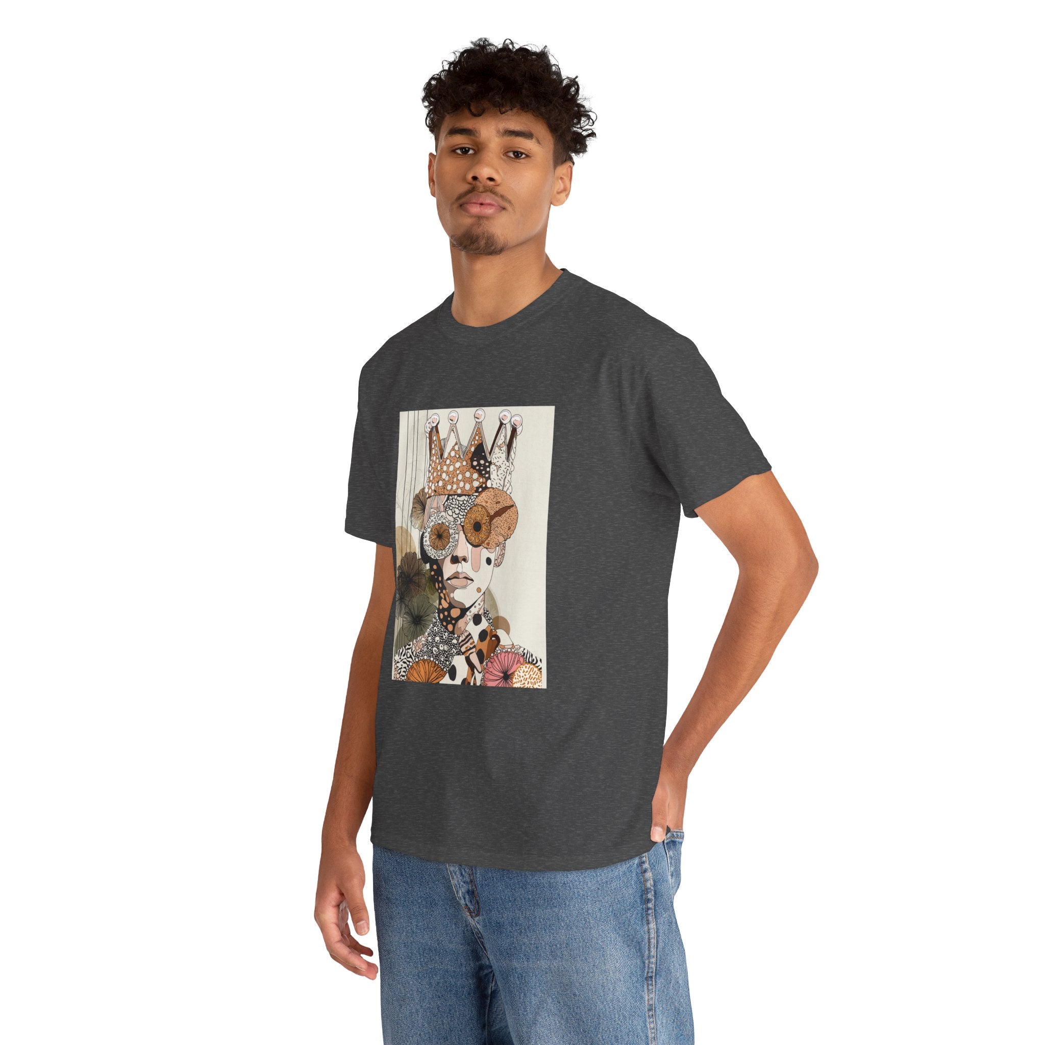 Surreal Crowned Face Art Tee — Abstract Collage Graphic T-Shirt