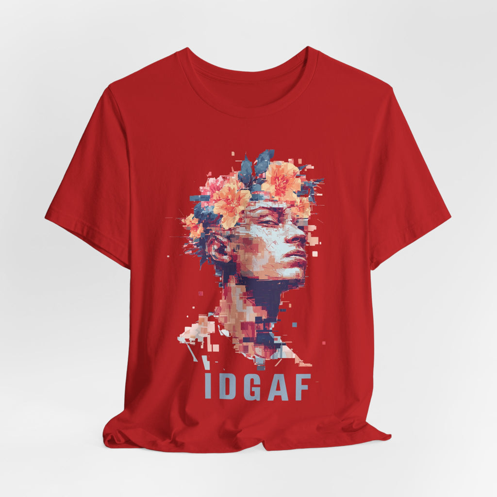 Floral Bust Portrait IDGAF T-Shirt | Artistic Statue Head Tee