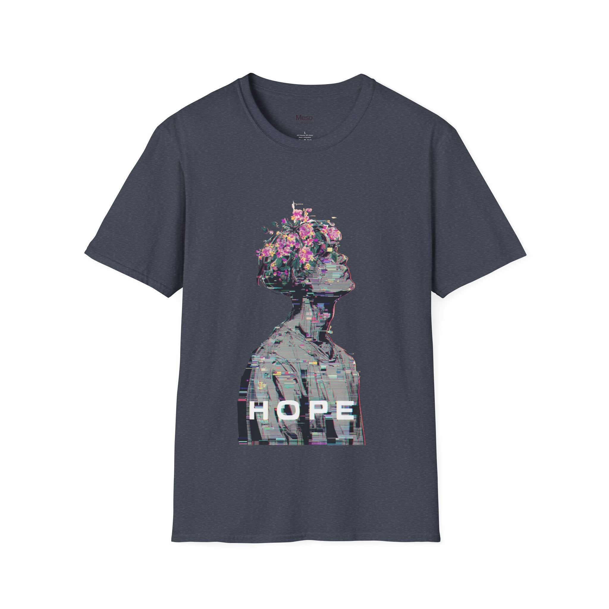 Hope floral bust graphic T-Shirt | silhouette art, glitch collage