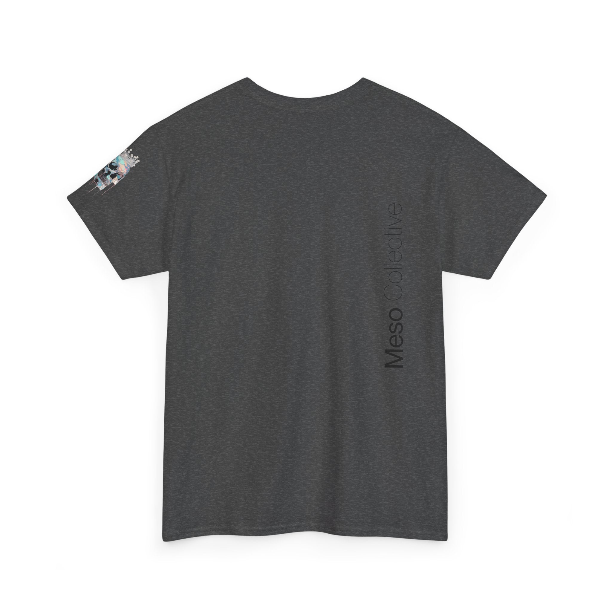T-Shirt — Minimal 'Meso Collective' Back Print Tee with Subtle Sleeve Graphic