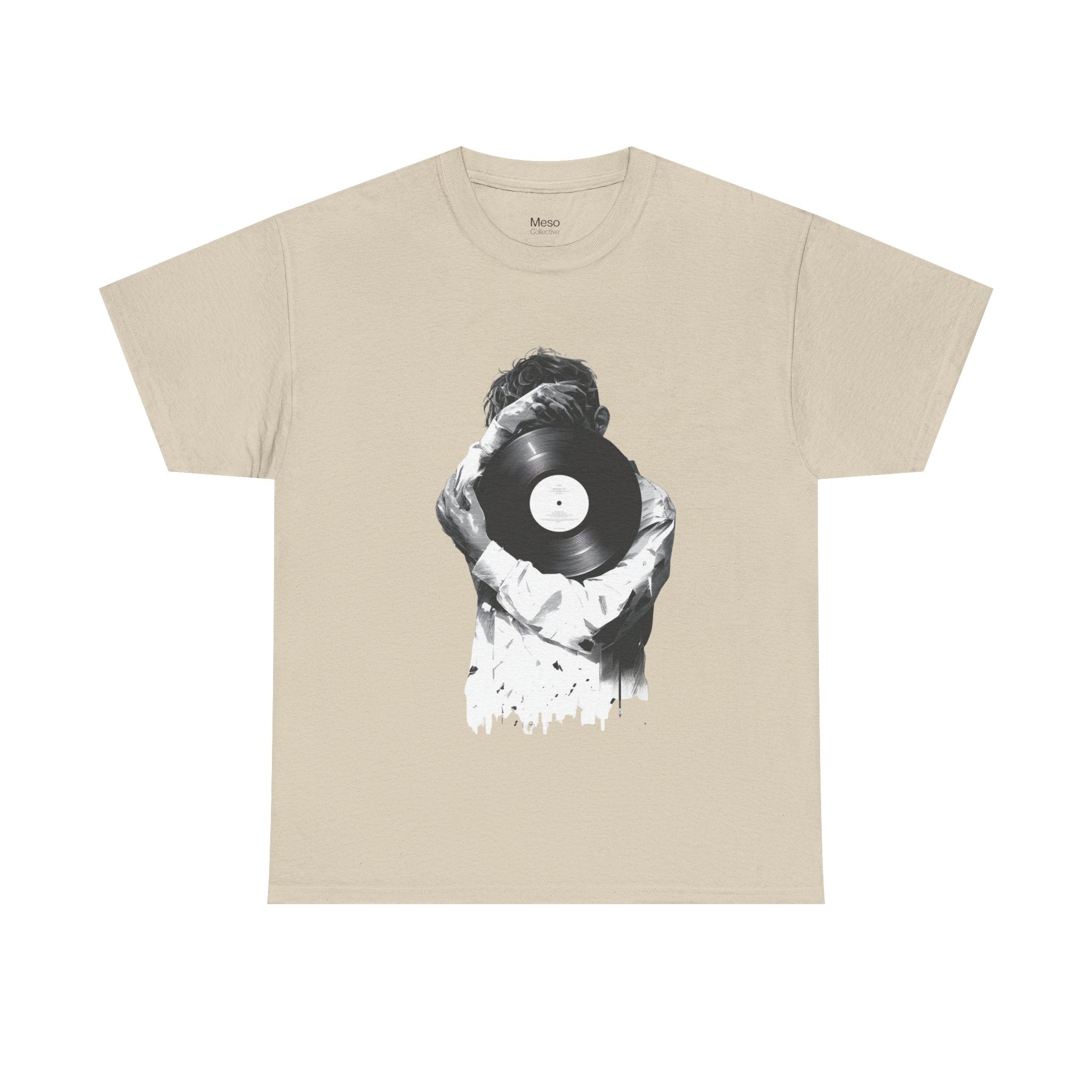 Vinyl Record Face Tee | Music DJ Graphic Shirt, Black White Retro Design