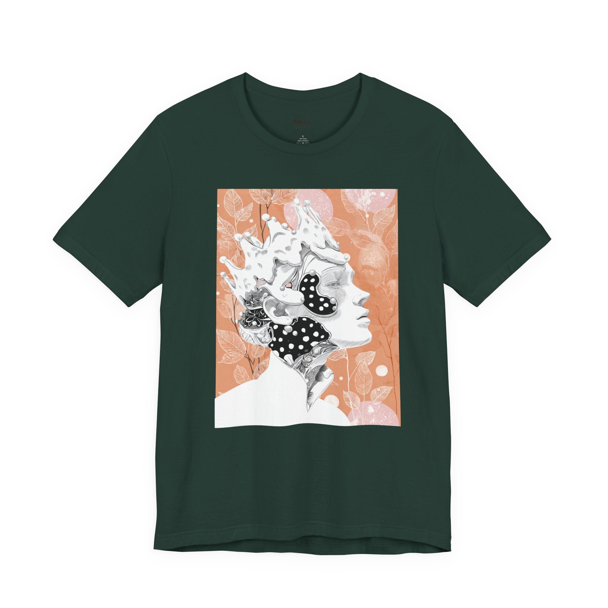Artistic Coral Portrait Tee — Abstract Floral Woman Graphic T-Shirt