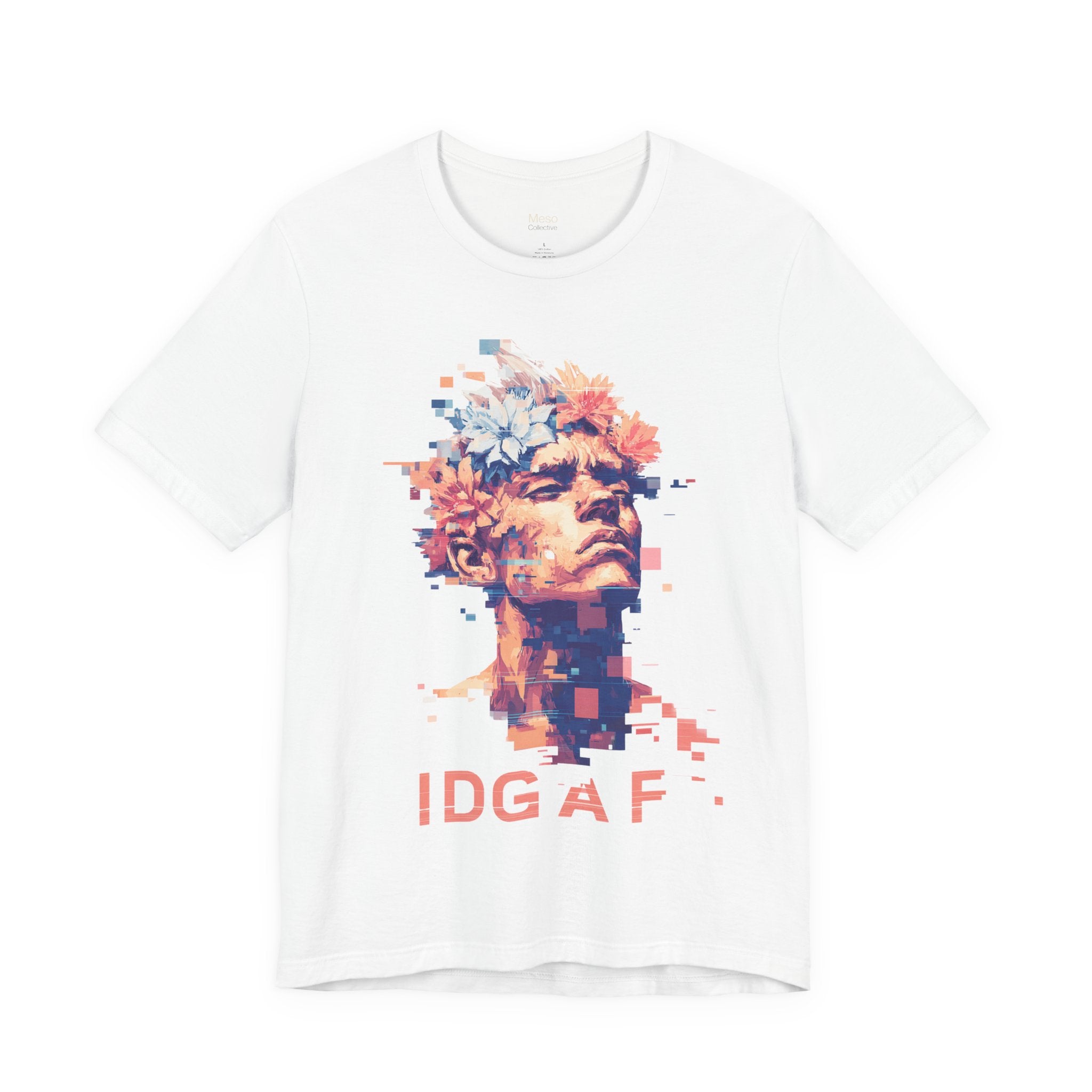 IDGAF Statue Bust Graphic Tee | Glitched Classical Sculpture T-Shirt