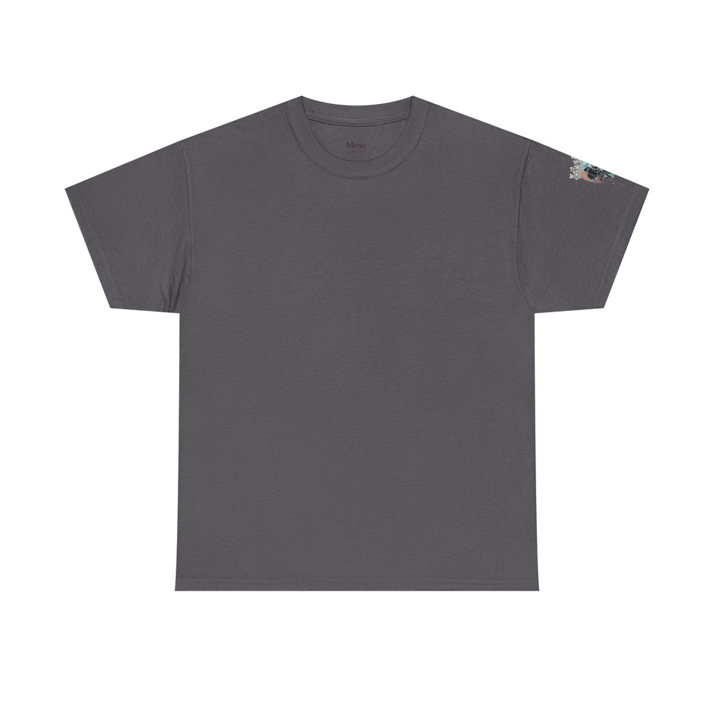 T-Shirt — Minimal 'Meso Collective' Back Print Tee with Subtle Sleeve Graphic