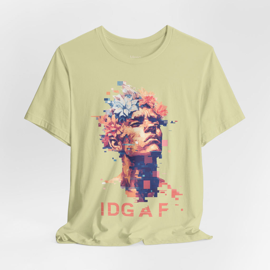 IDGAF Statue Bust Graphic Tee | Glitched Classical Sculpture T-Shirt