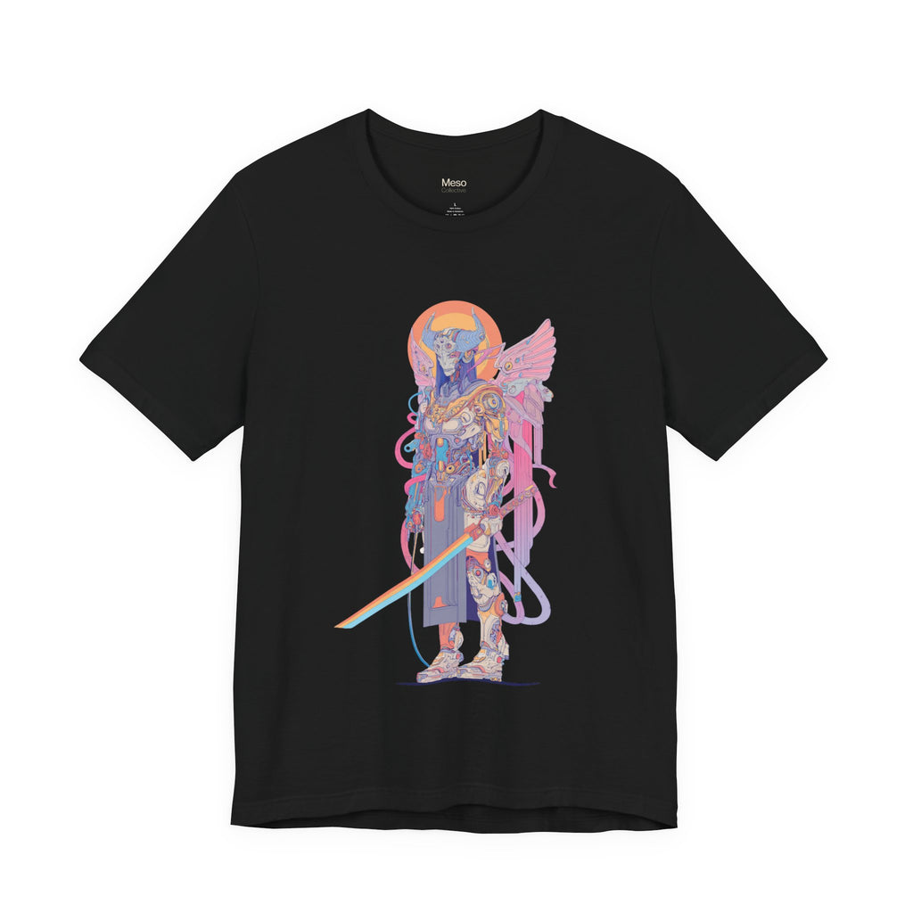 Celestial Warrior with Sword T-Shirt | Angelic Armor Illustration