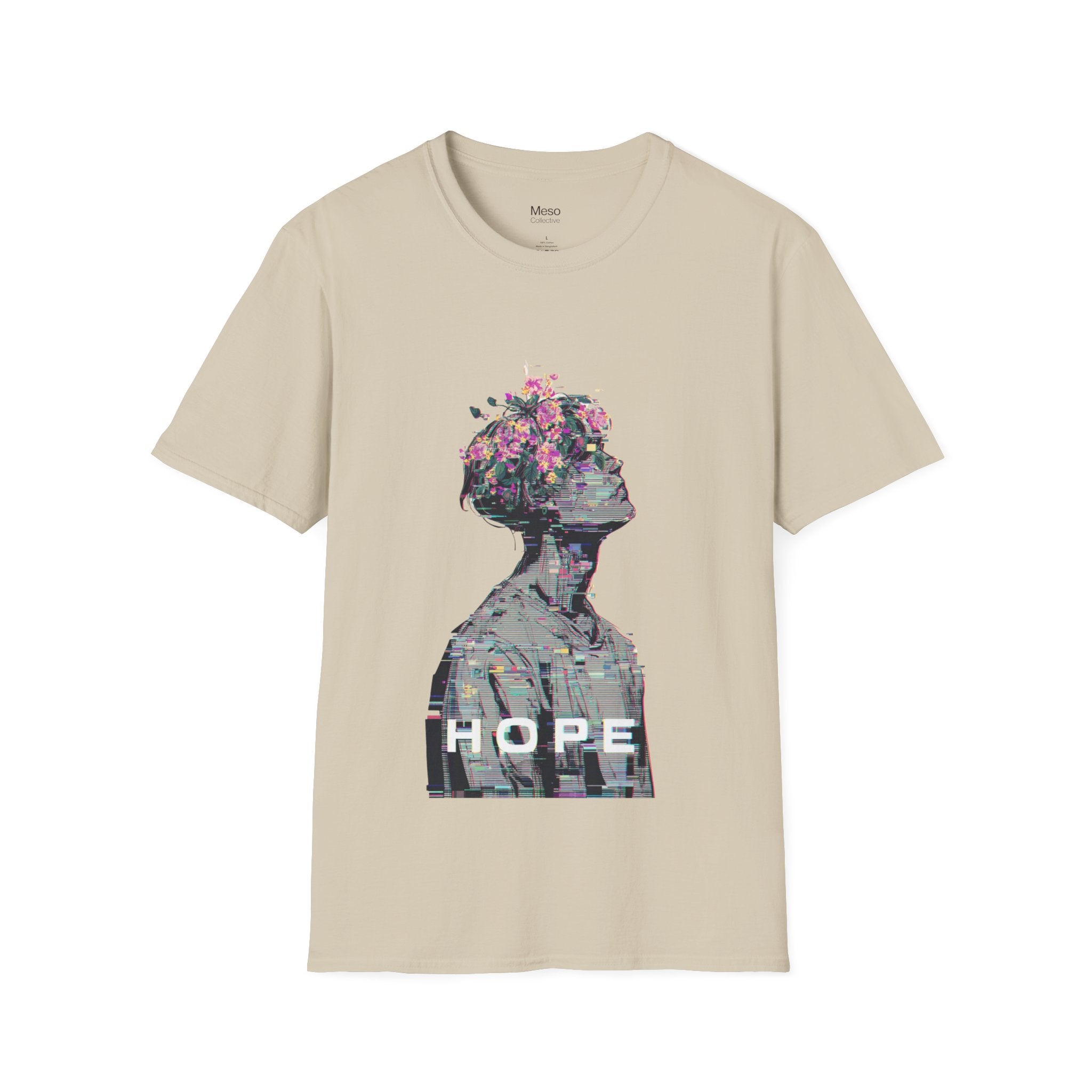 Hope floral bust graphic T-Shirt | silhouette art, glitch collage