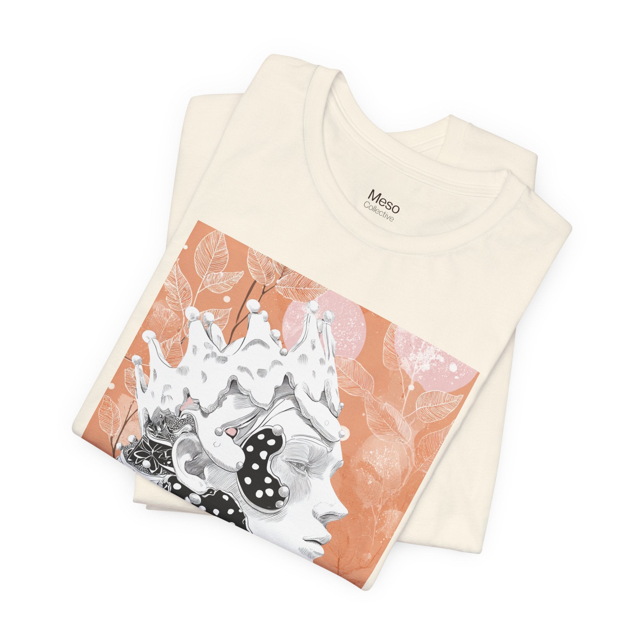 Artistic Coral Portrait Tee — Abstract Floral Woman Graphic T-Shirt