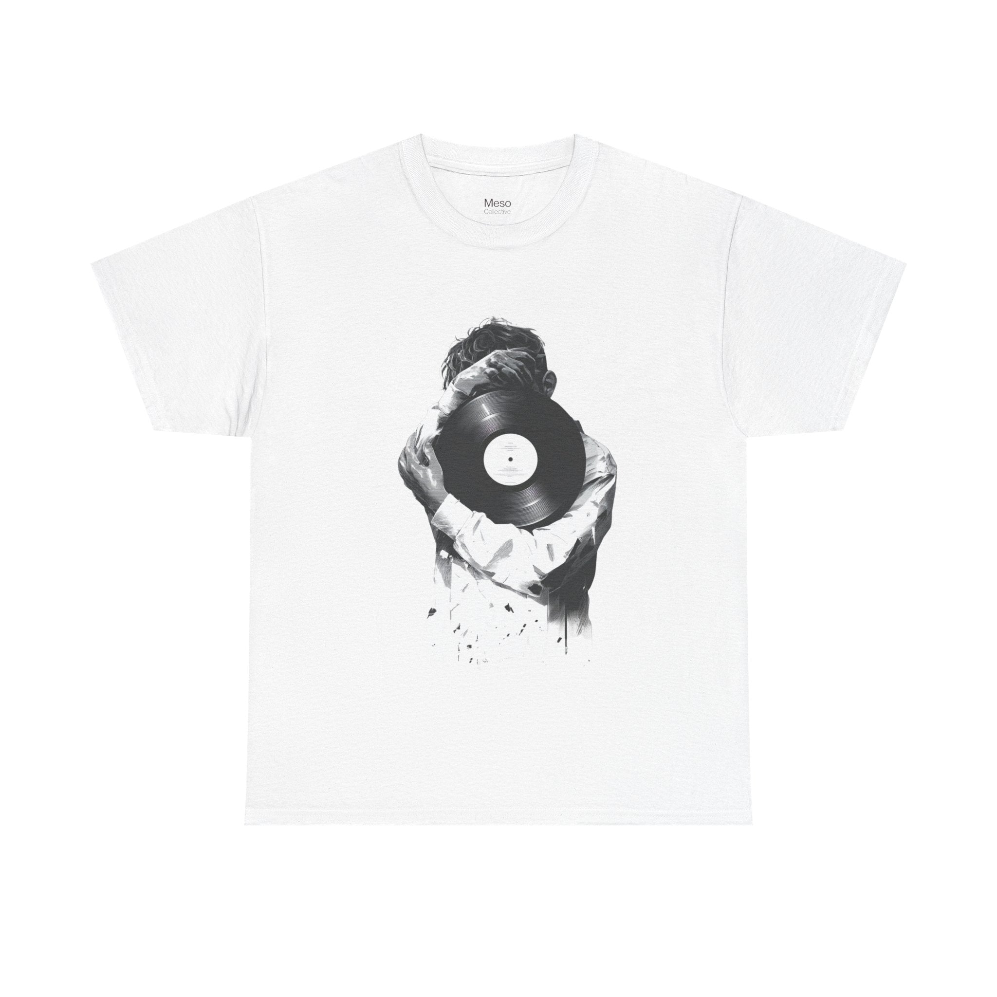 Vinyl Record Face Tee | Music DJ Graphic Shirt, Black White Retro Design