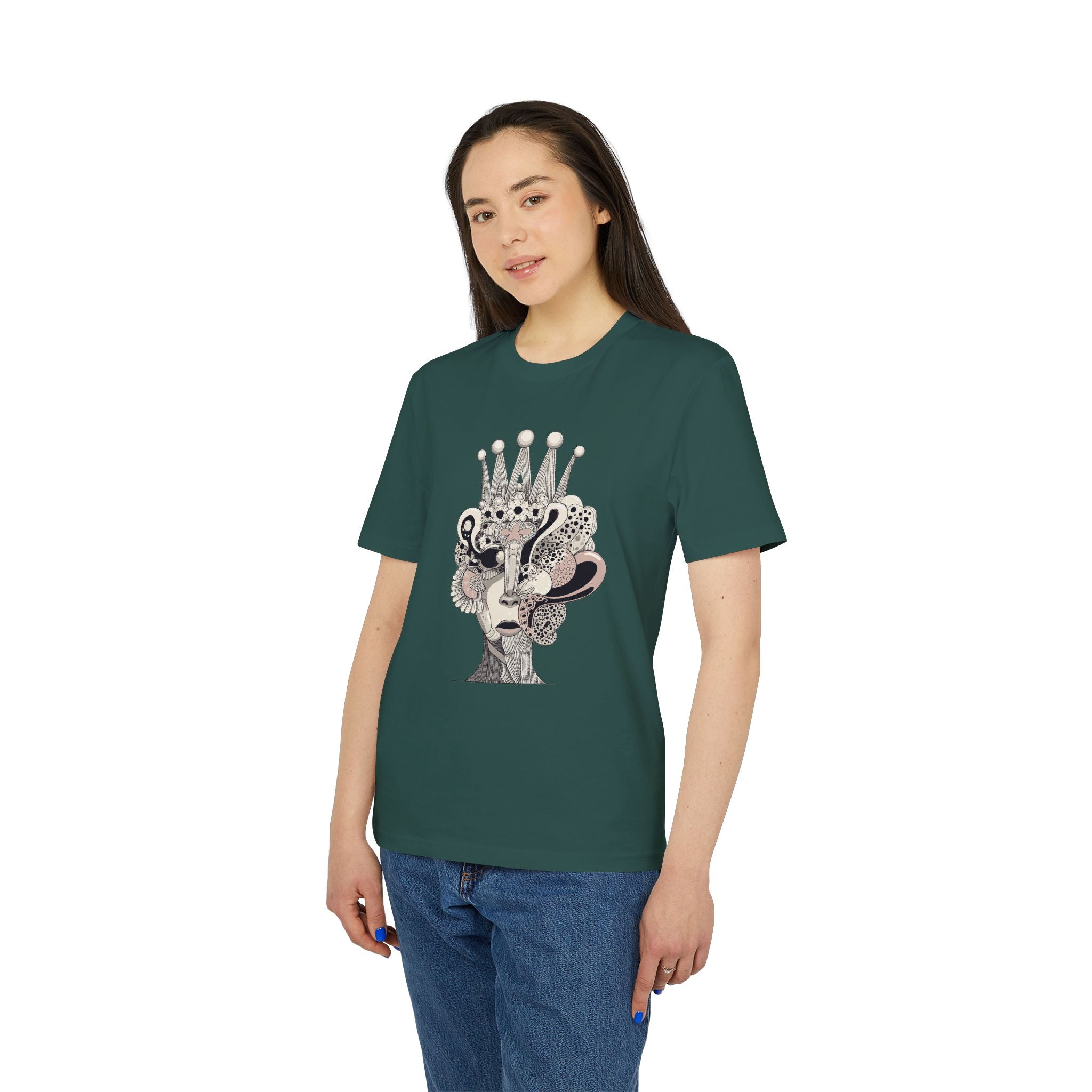 Limited Edition: Artistic Crowned Portrait T-Shirt — Surreal Feminine Collage Tee