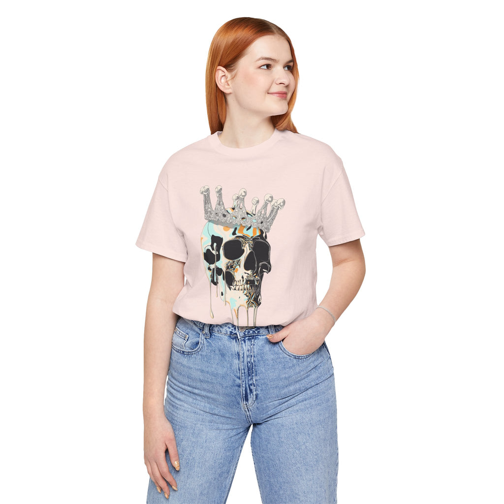 Skull Crown Graphic Tee — Dripping Art Skull T-Shirt