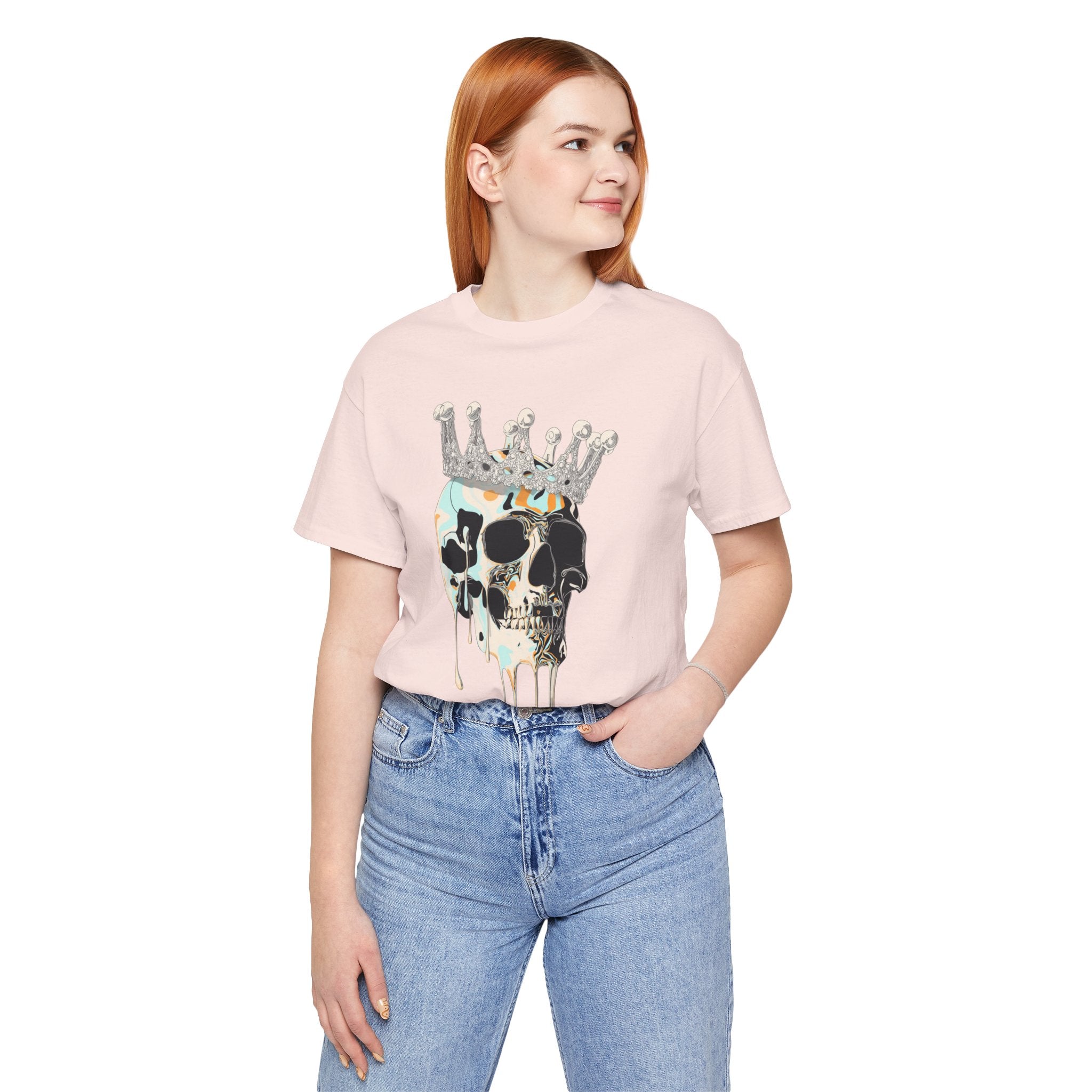 Skull Crown Graphic Tee — Dripping Art Skull T-Shirt