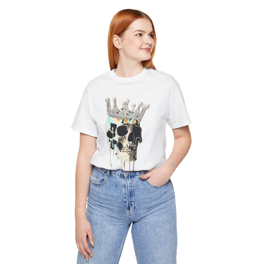 Skull Crown Graphic Tee — Dripping Art Skull T-Shirt