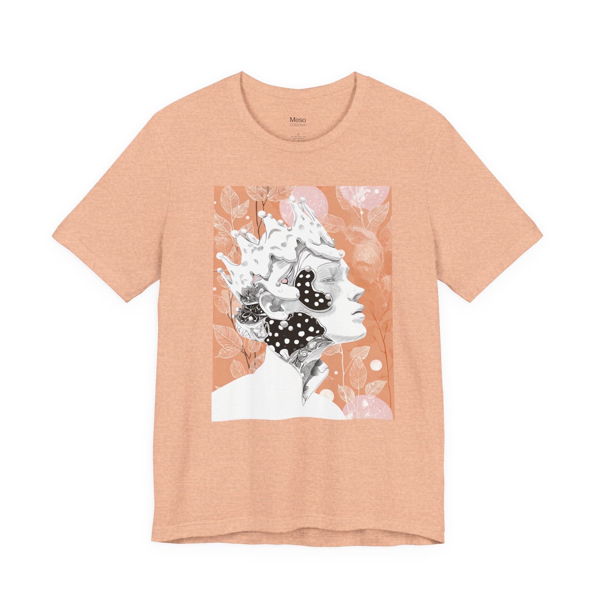 Artistic Coral Portrait Tee — Abstract Floral Woman Graphic T-Shirt