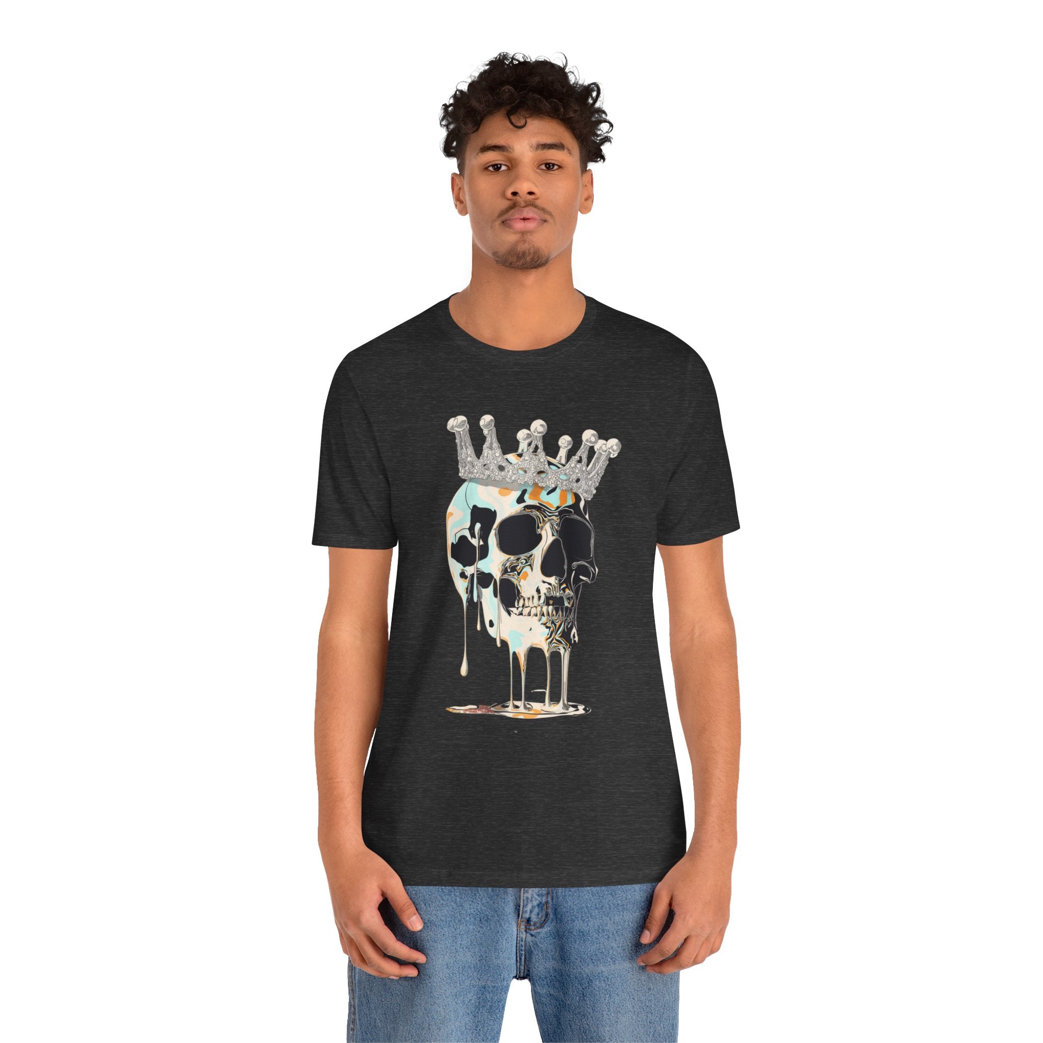 Skull Crown Graphic Tee — Dripping Art Skull T-Shirt