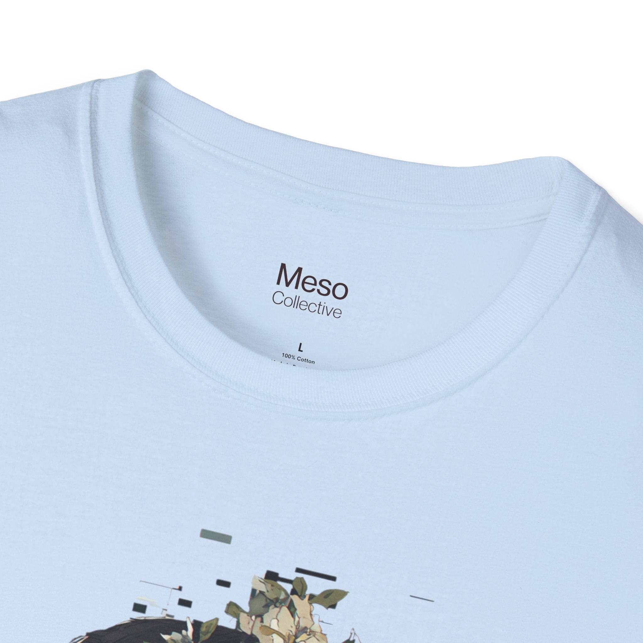 Floral Profile Portrait T-Shirt | Glitch Art STFU Text