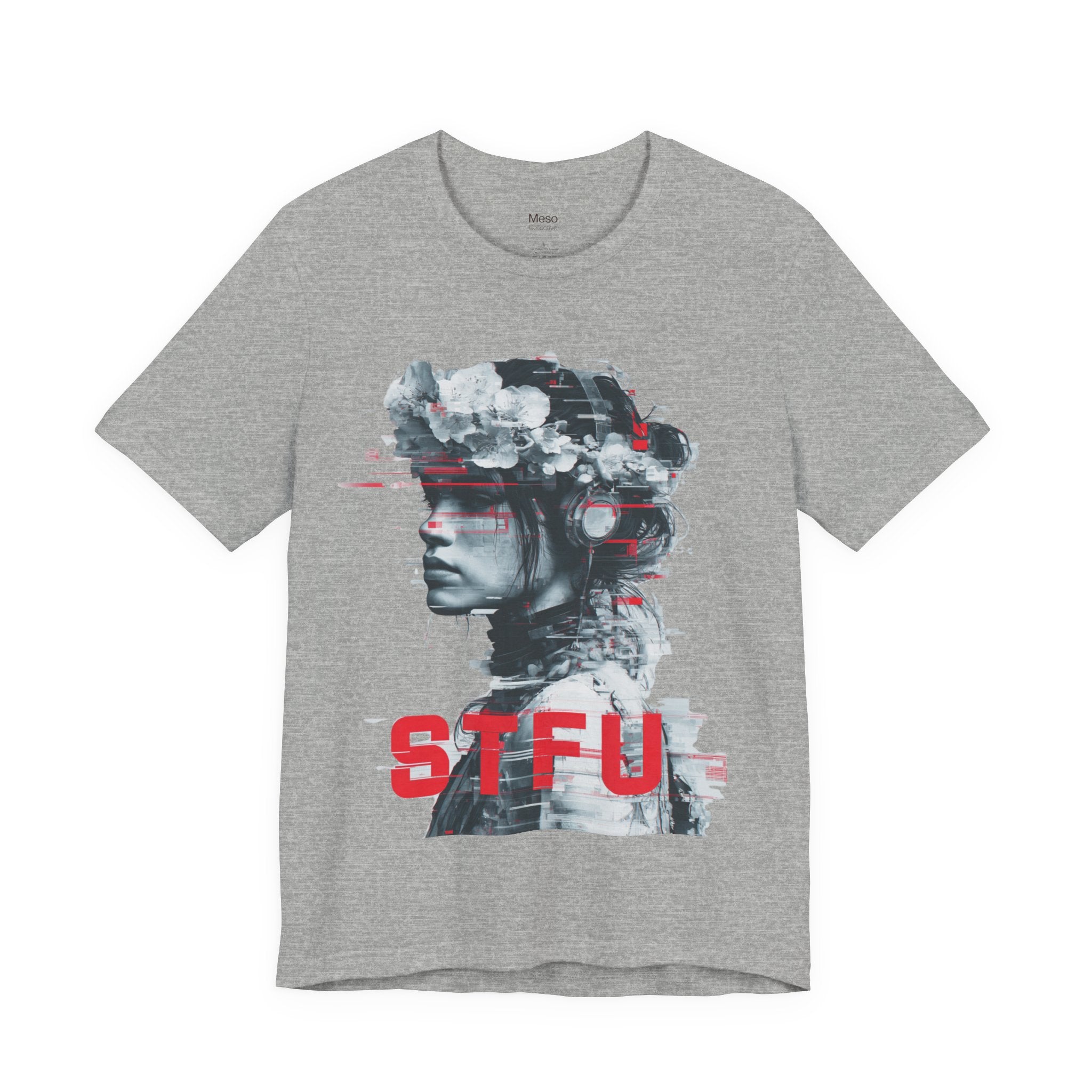 STFU Glitch Portrait Tee | Vaporwave Cyberpunk Graphic T-Shirt