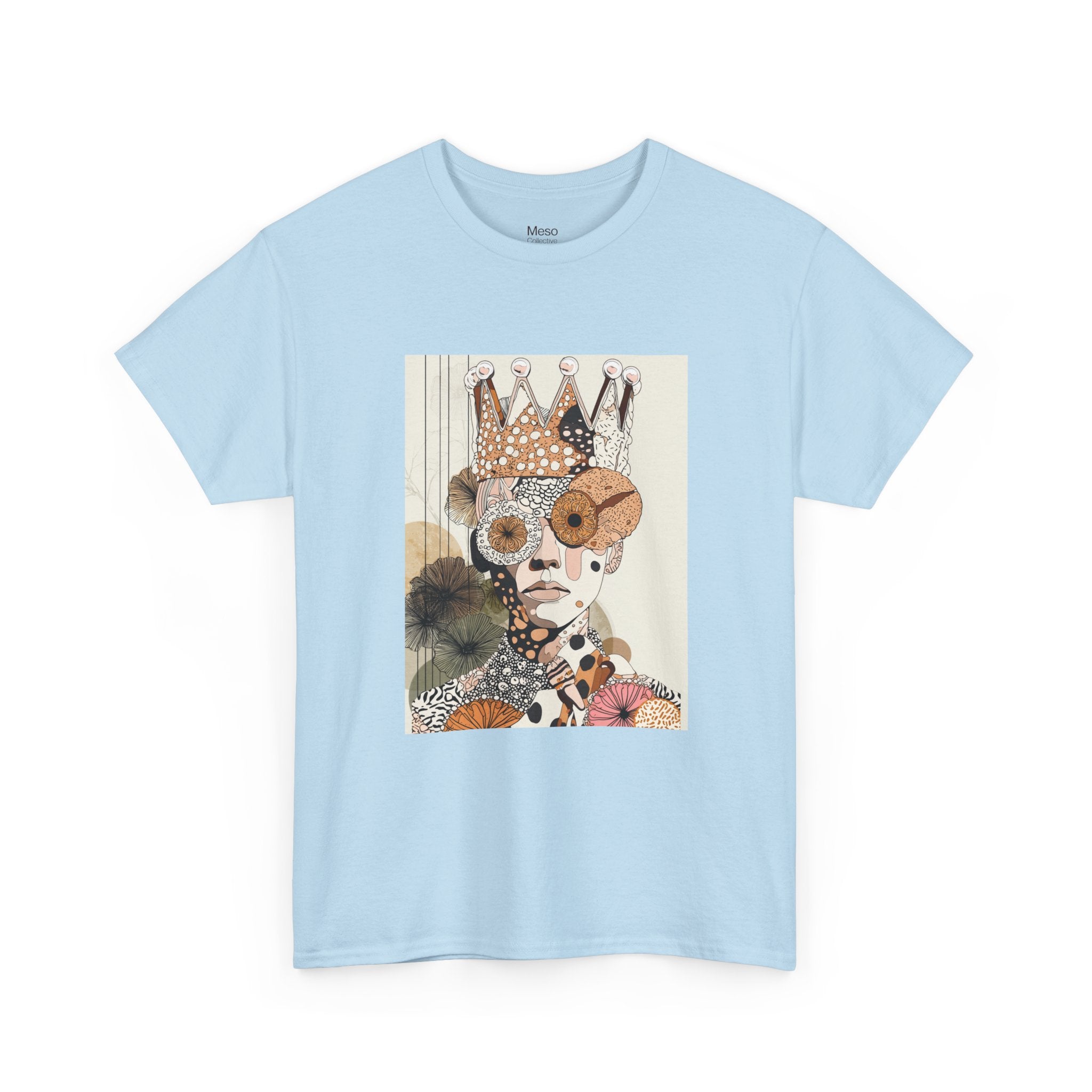 Surreal Crowned Face Art Tee — Abstract Collage Graphic T-Shirt