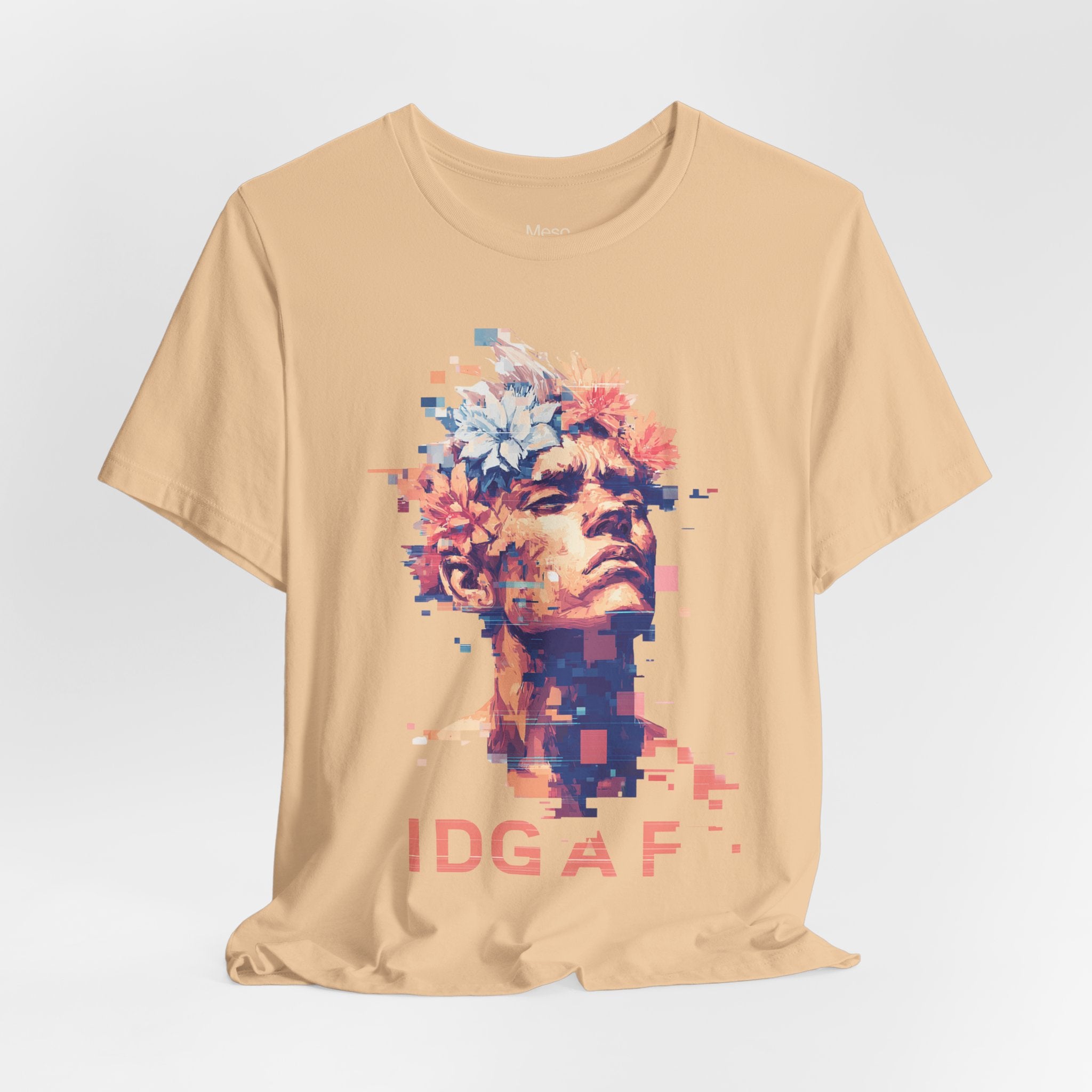 IDGAF Statue Bust Graphic Tee | Glitched Classical Sculpture T-Shirt