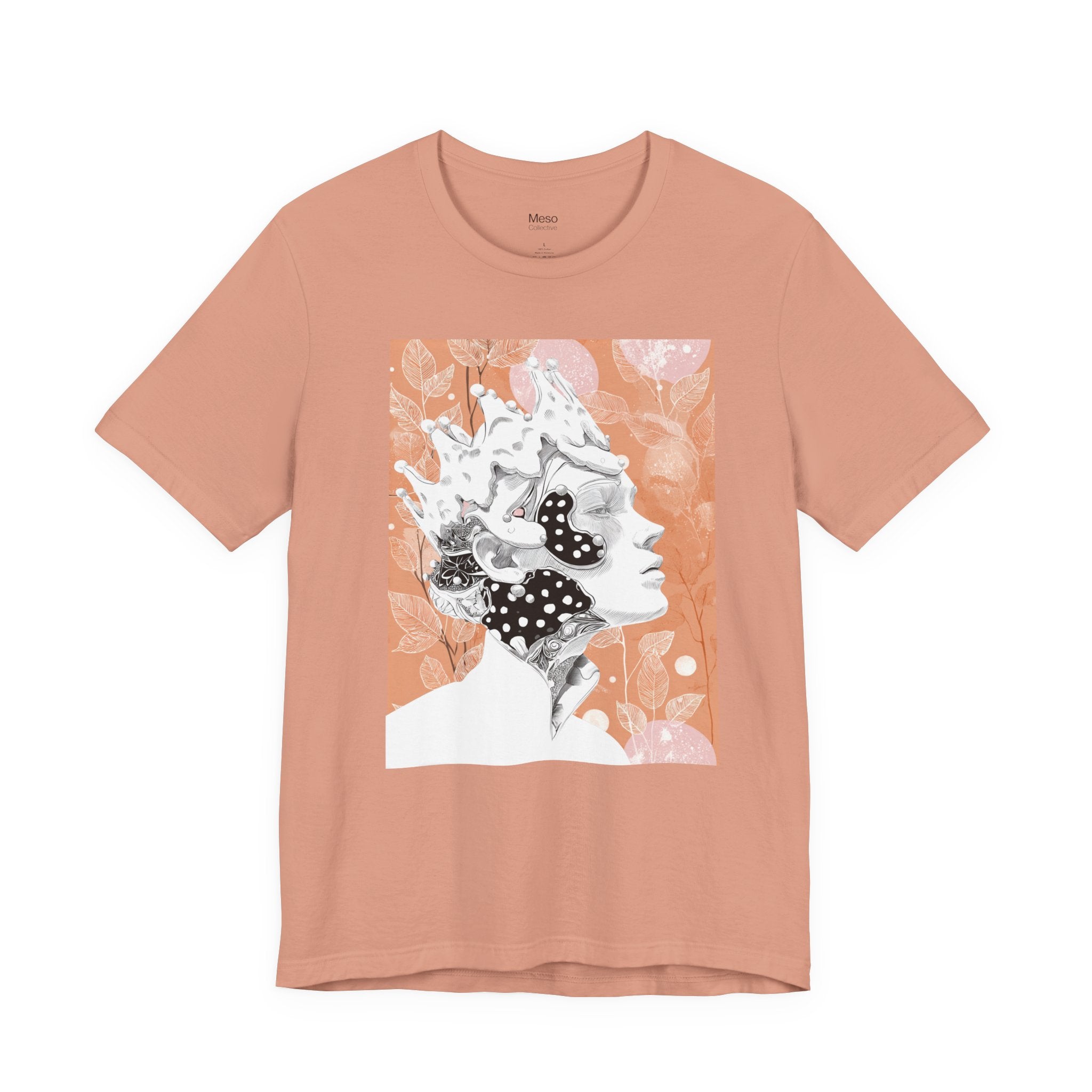 Artistic Coral Portrait Tee — Abstract Floral Woman Graphic T-Shirt