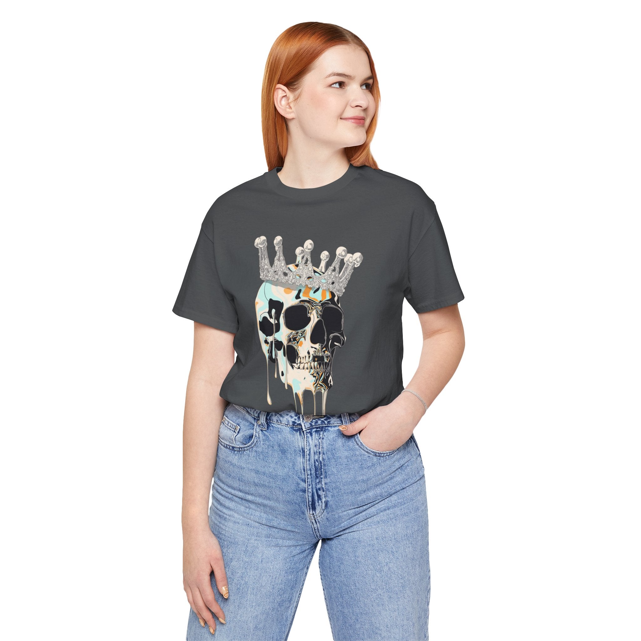 Skull Crown Graphic Tee — Dripping Art Skull T-Shirt