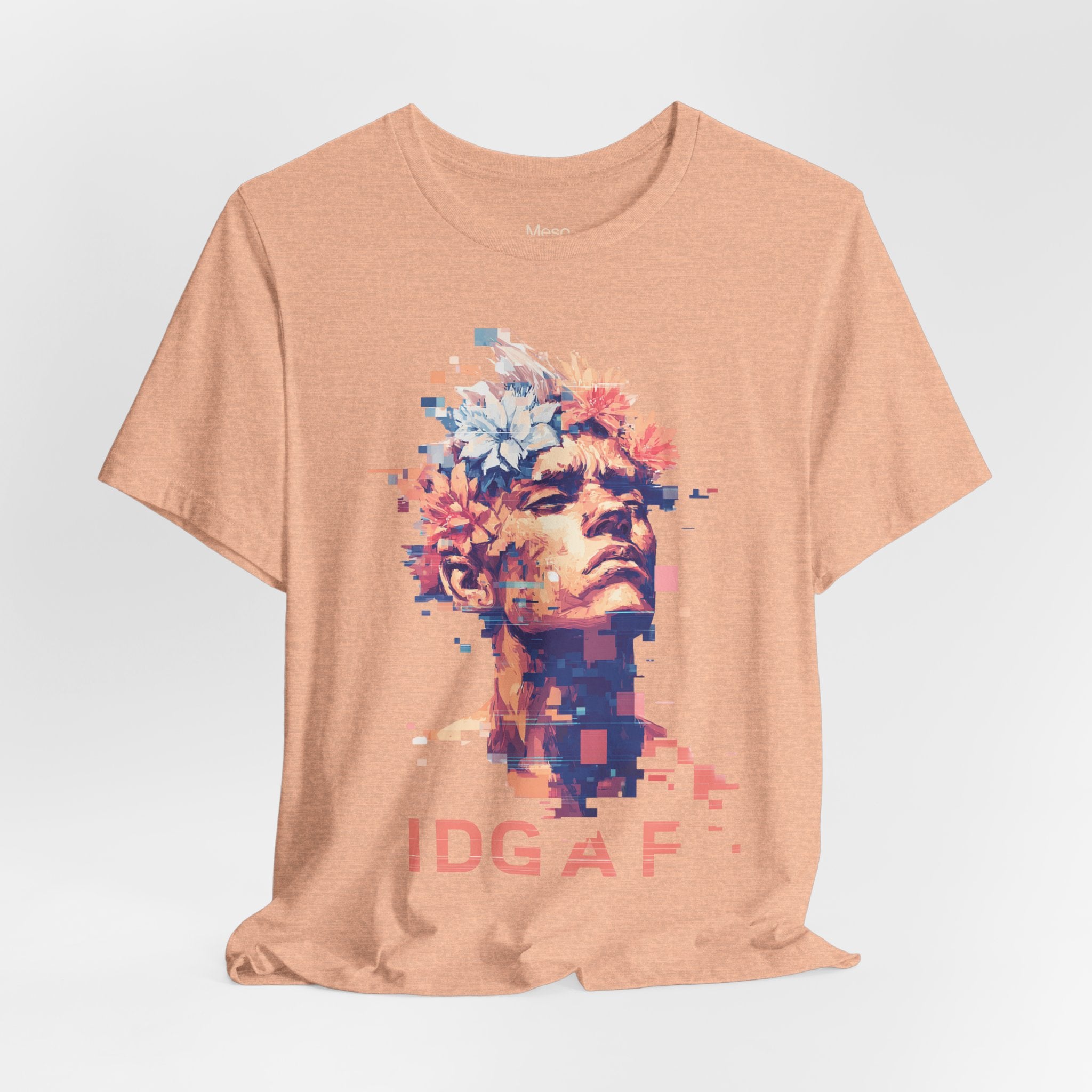 IDGAF Statue Bust Graphic Tee | Glitched Classical Sculpture T-Shirt
