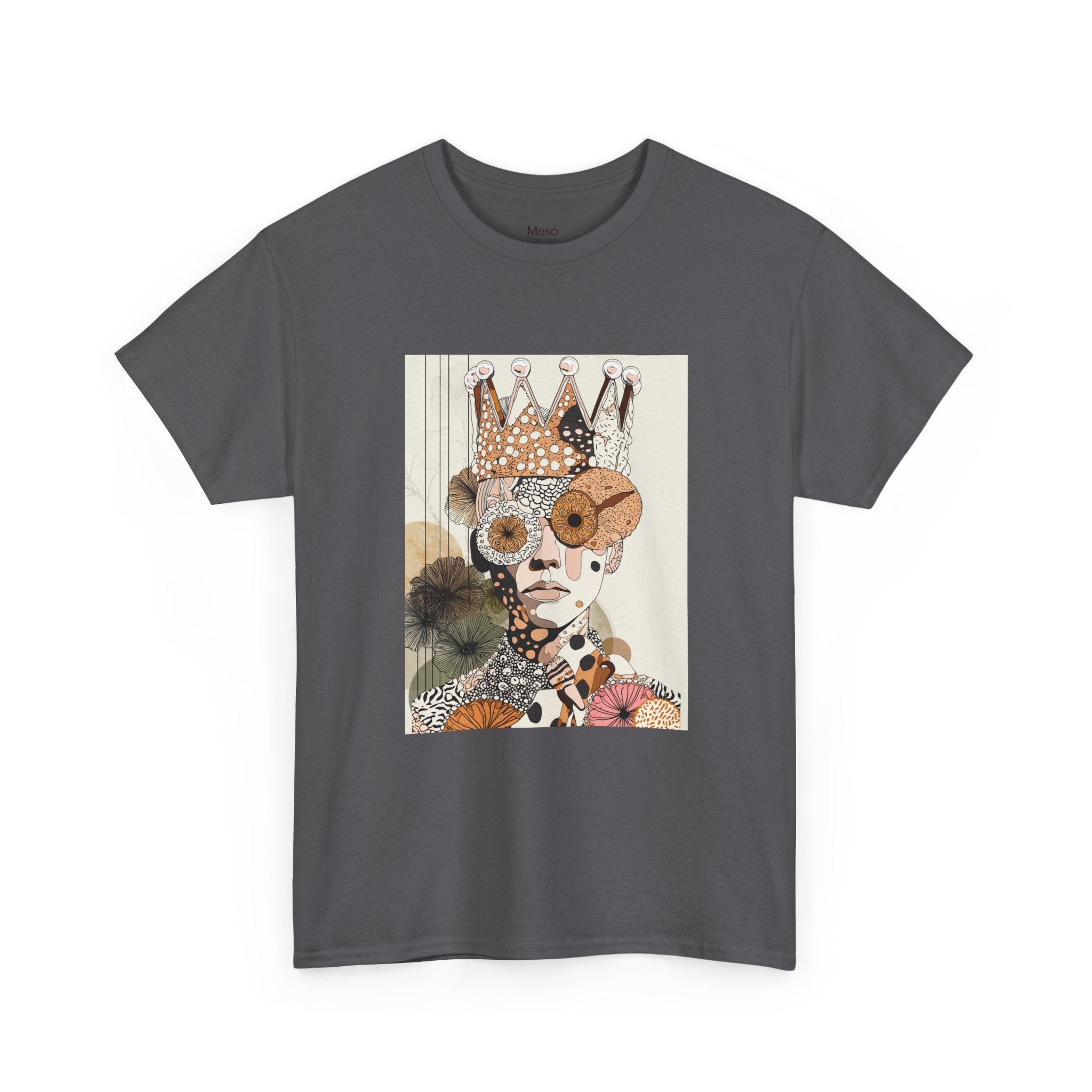 Surreal Crowned Face Art Tee — Abstract Collage Graphic T-Shirt
