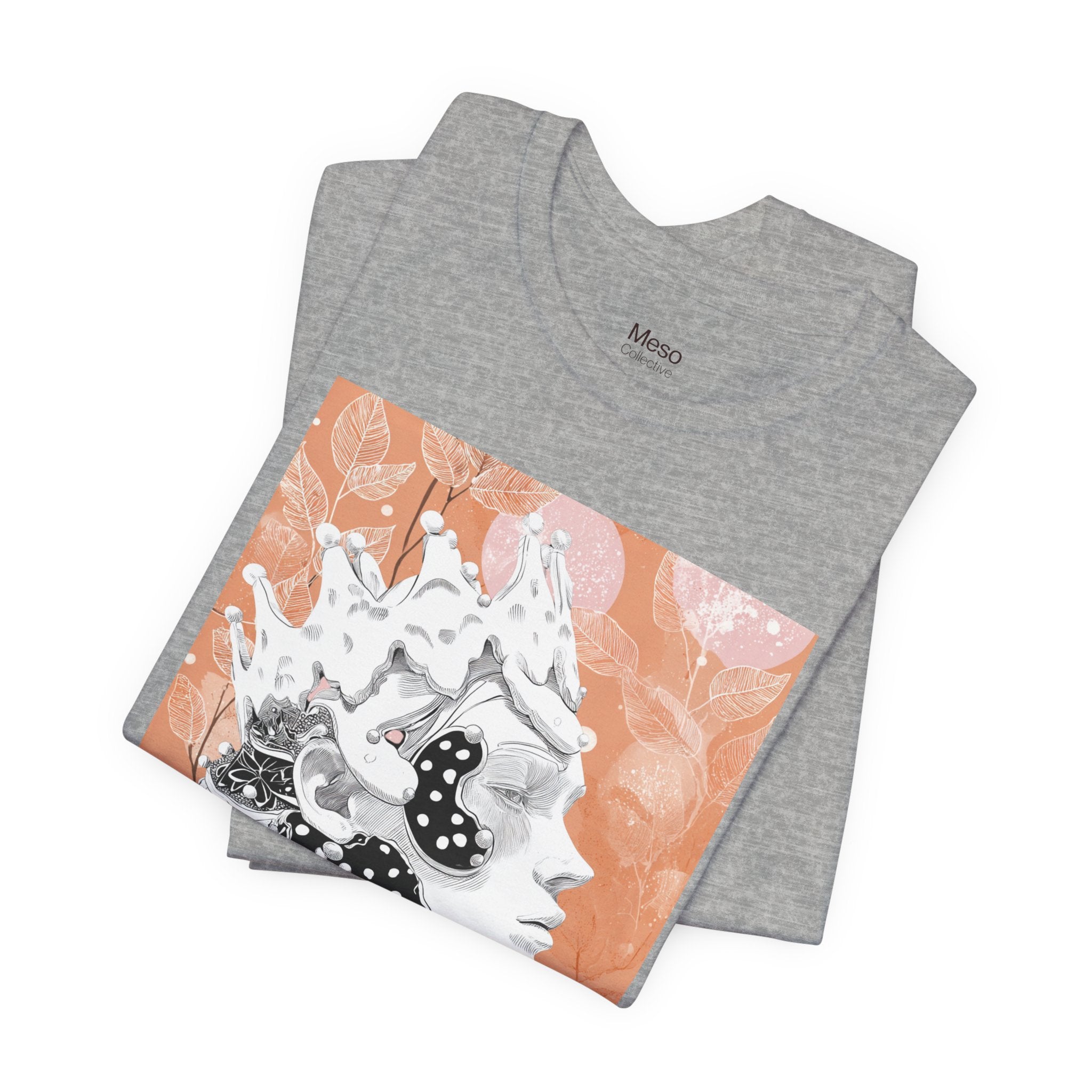Artistic Coral Portrait Tee — Abstract Floral Woman Graphic T-Shirt