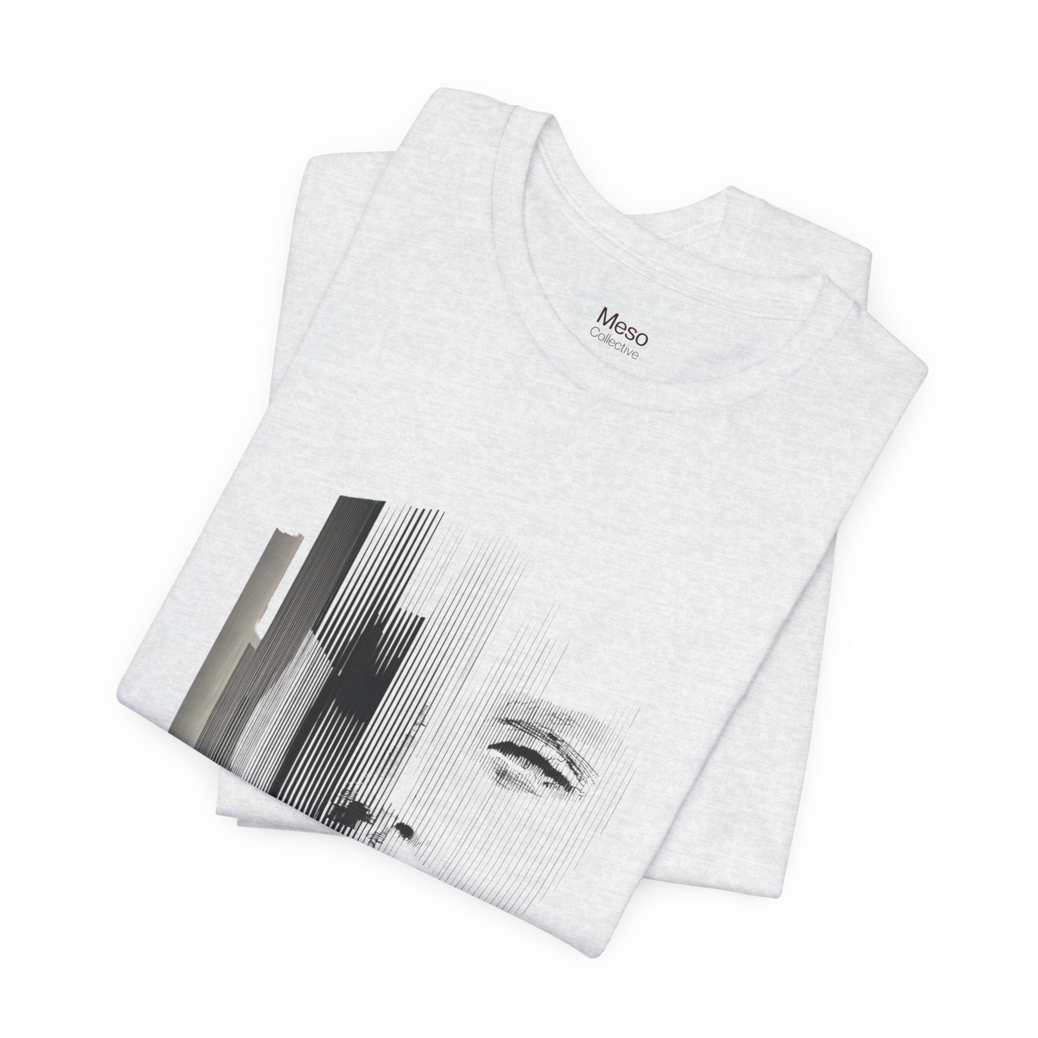 Glitch Face Portrait Tee | Abstract Drip Art, Minimal Monochrome
