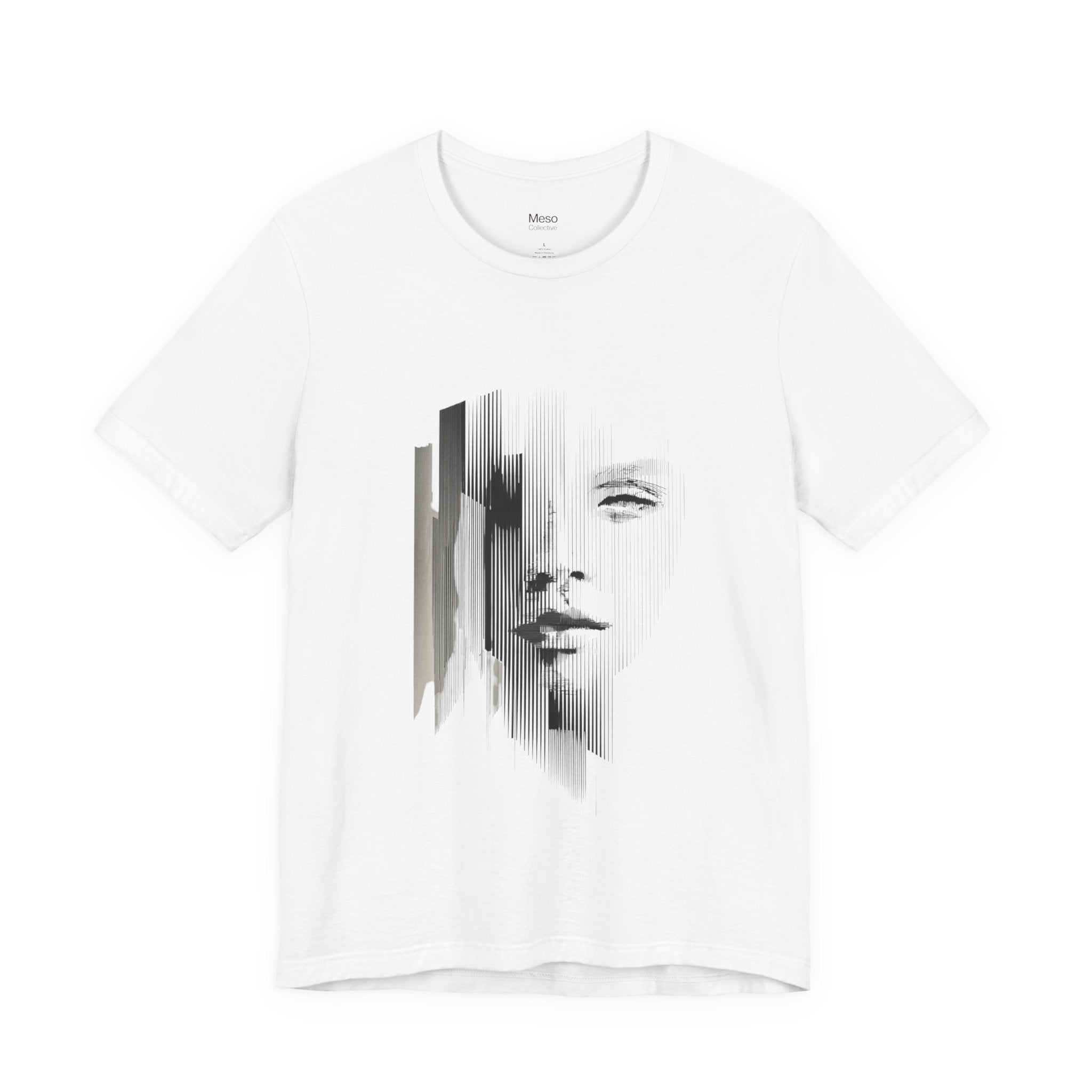 Glitch Face Portrait Tee | Abstract Drip Art, Minimal Monochrome
